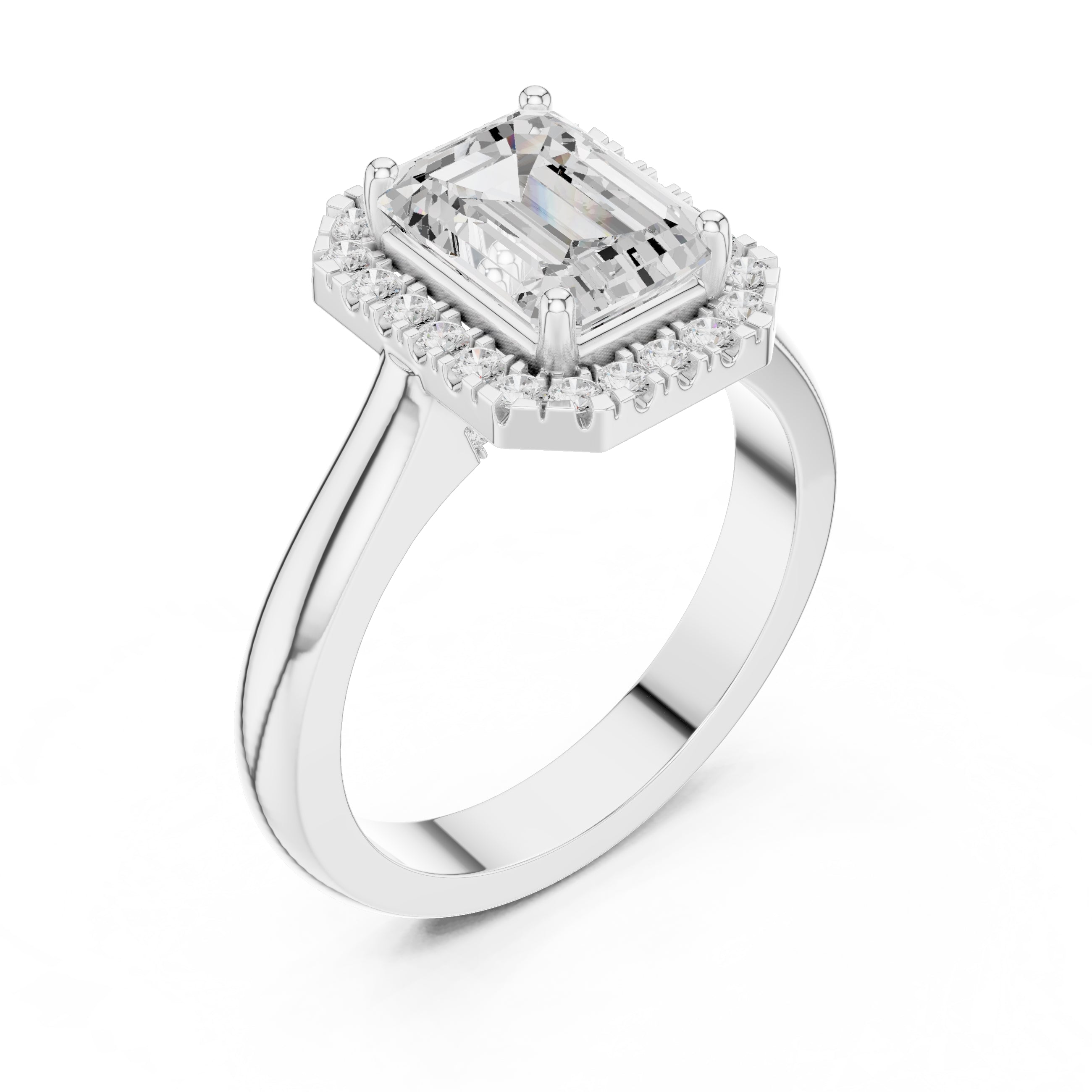 2.00 ct Lumina Halo Ring 2ct White Gold Emerald