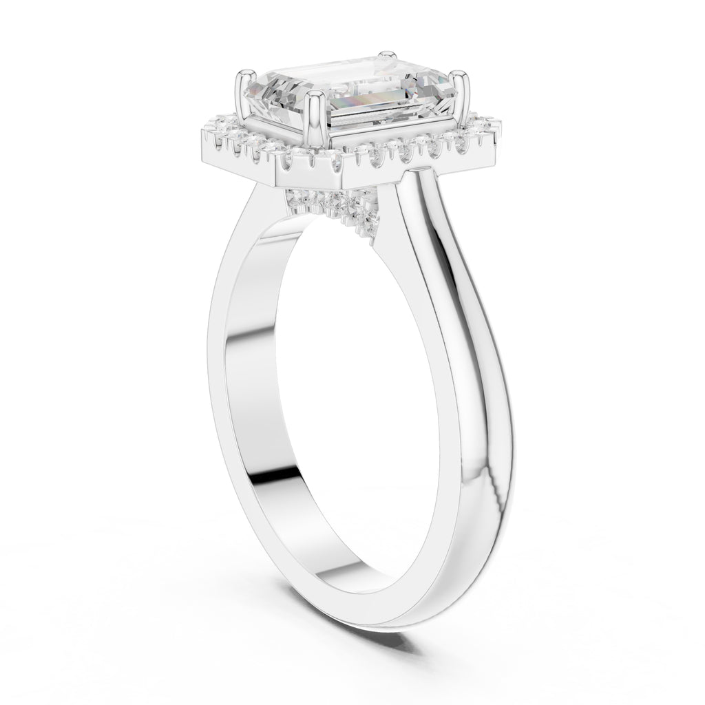 2.00 ct Lumina Halo Ring 2ct White Gold Emerald
