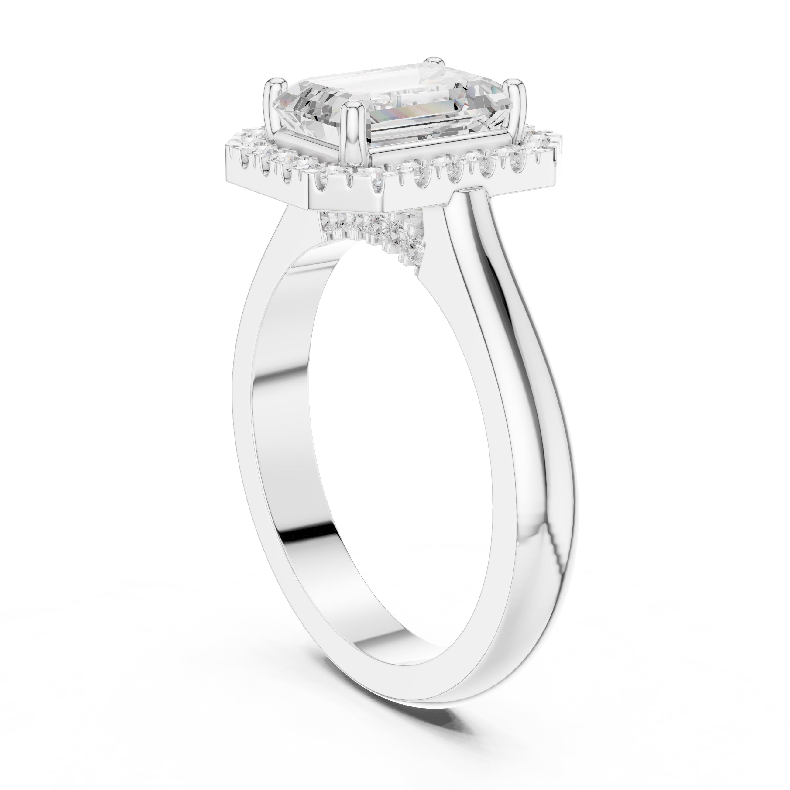 2.00 ct Lumina Halo Ring 2ct White Gold Emerald