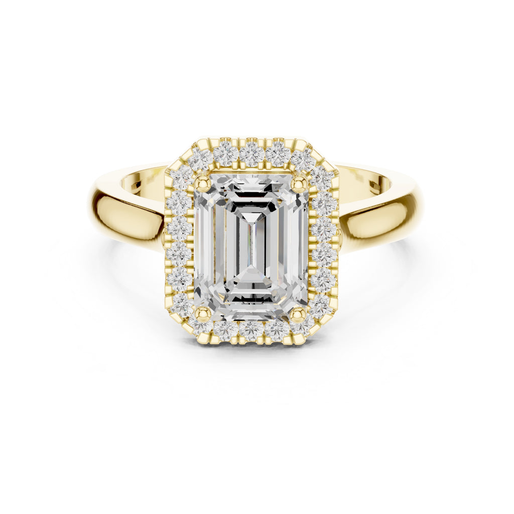 2.00 ct Lumina Halo Ring 2ct Yellow Gold Emerald
