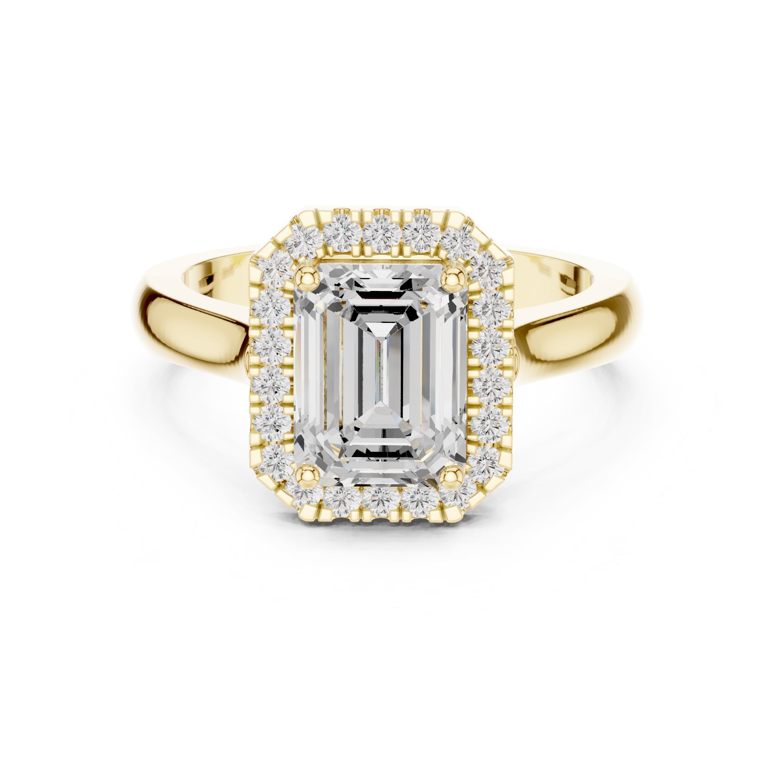 2.00 ct Lumina Halo Ring 2ct Yellow Gold Emerald
