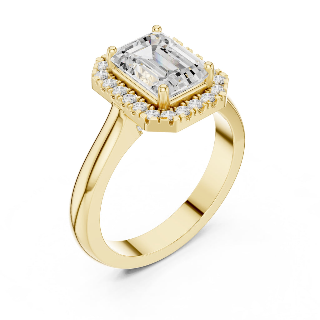 2.00 ct Lumina Halo Ring 2ct Yellow Gold Emerald