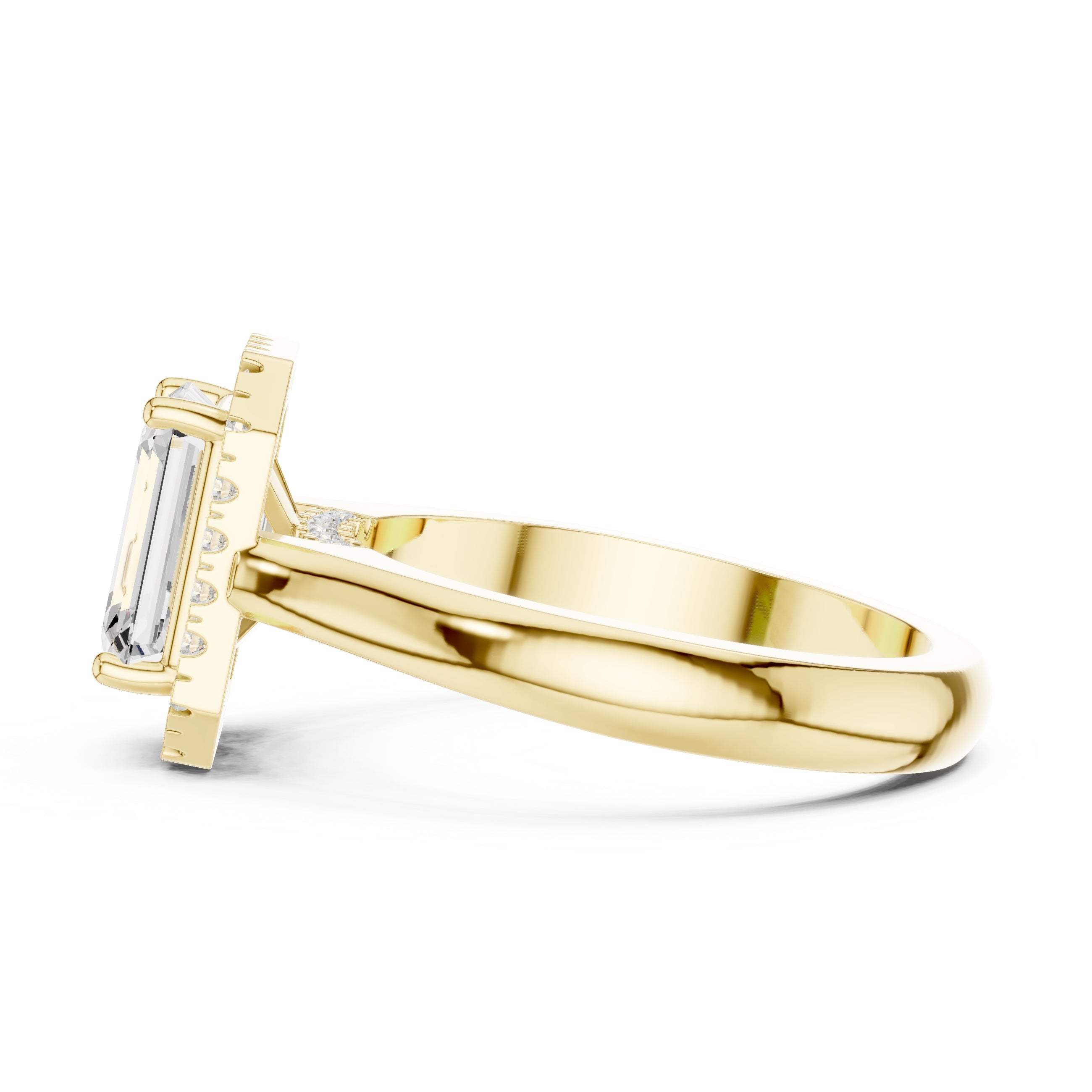2.00 ct Lumina Halo Ring 2ct Yellow Gold Emerald
