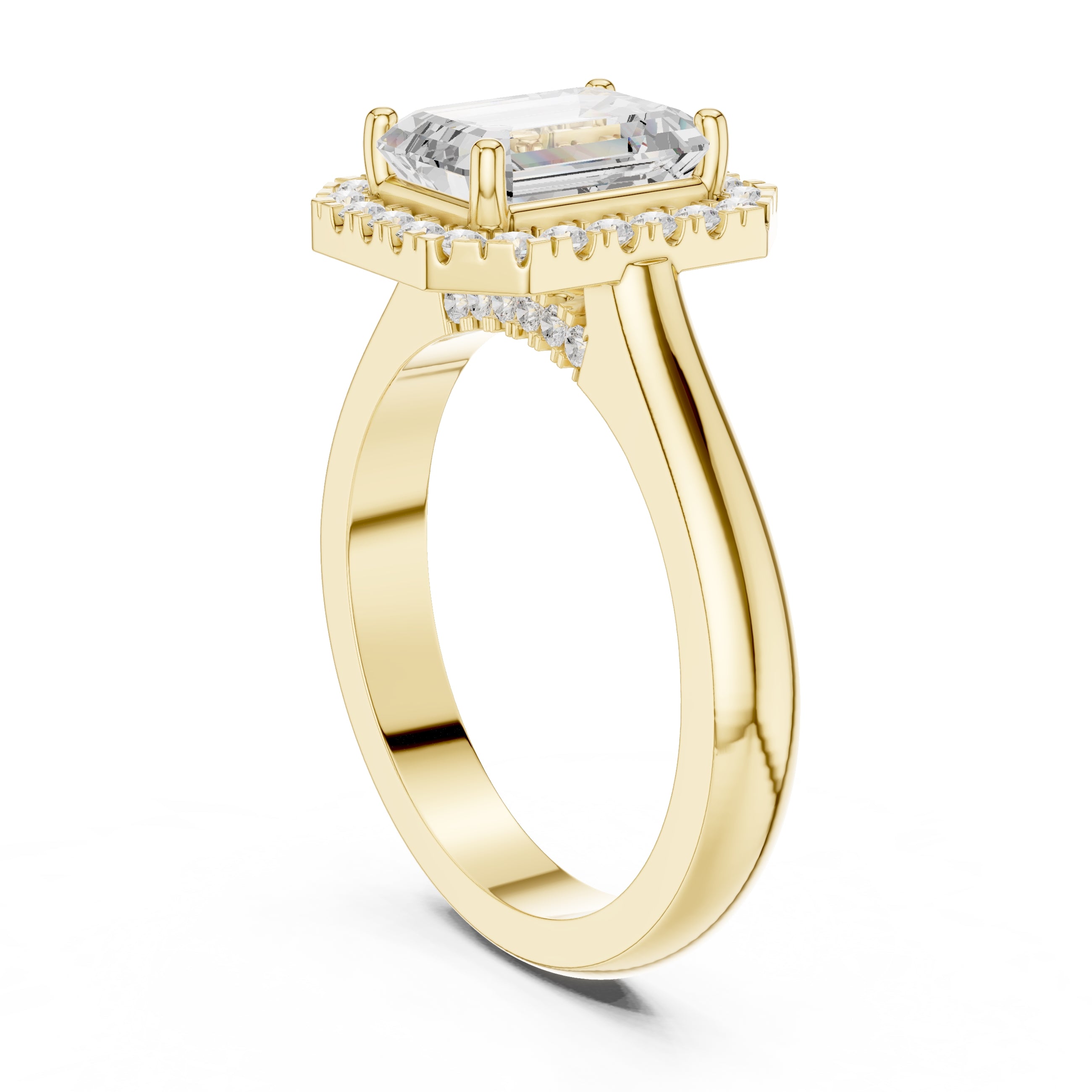 2.00 ct Lumina Halo Ring 2ct Yellow Gold Emerald