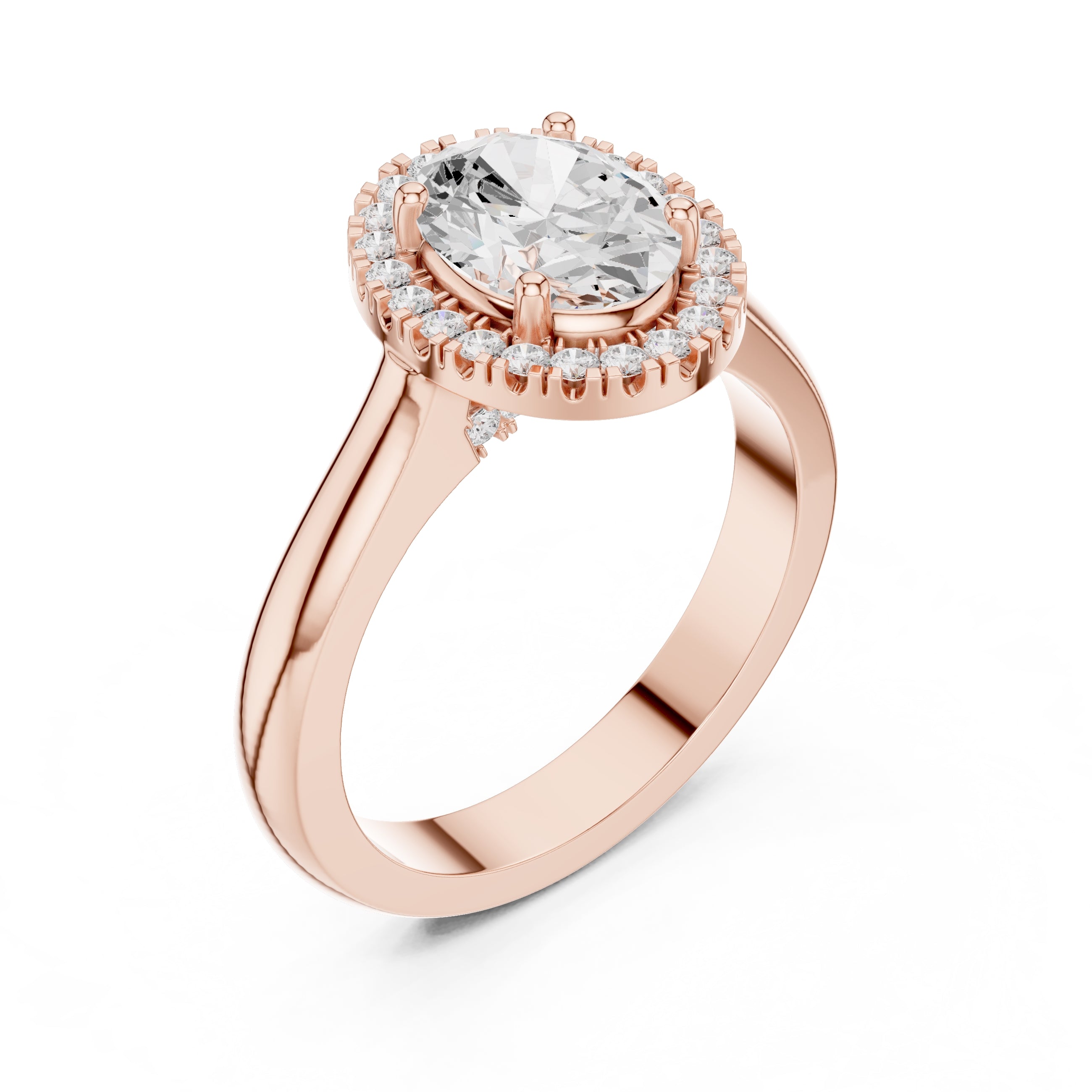 2.00 ct Lumina Halo Ring 2ct Rose Gold Oval