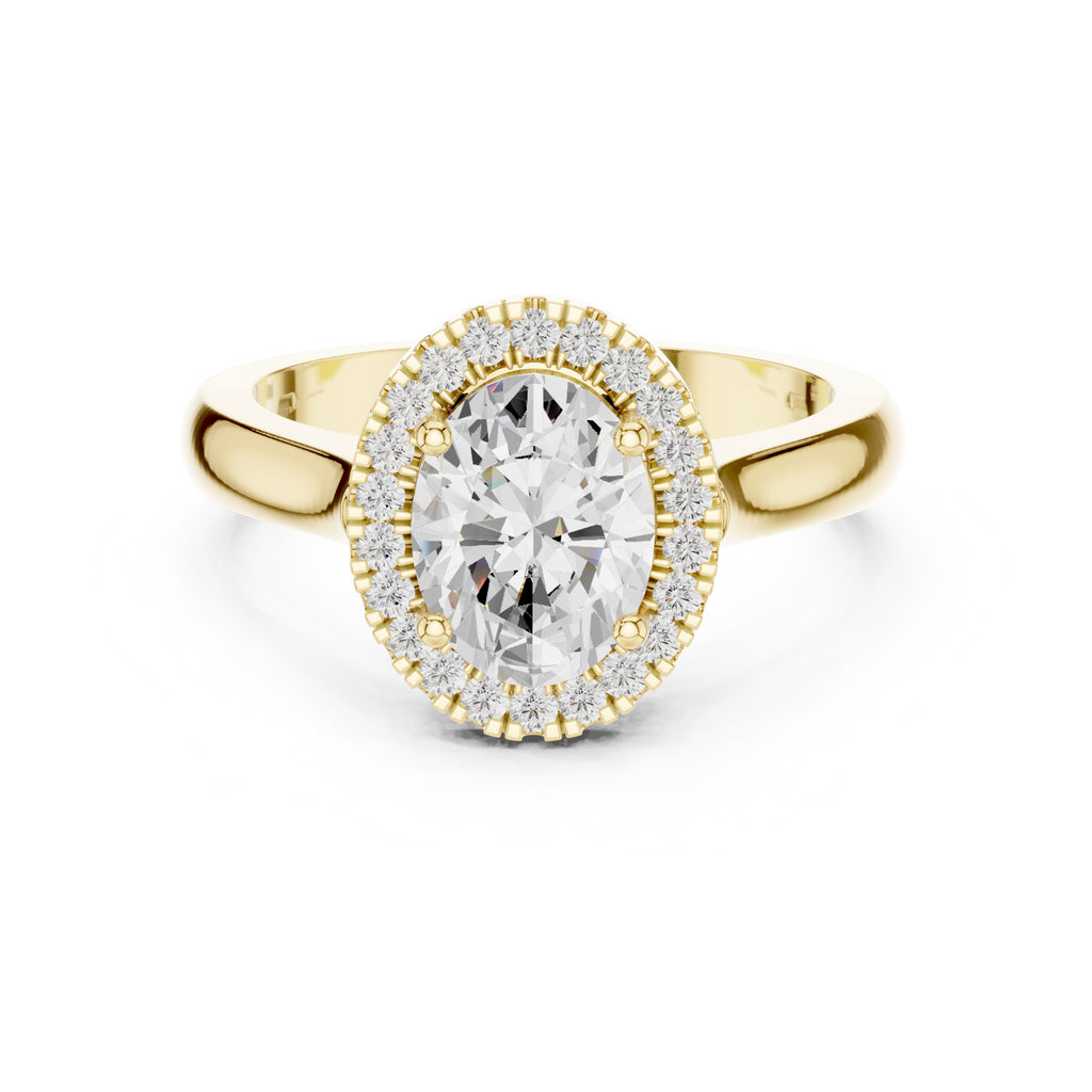2.00 ct Lumina Halo Ring 2ct Yellow Gold Oval