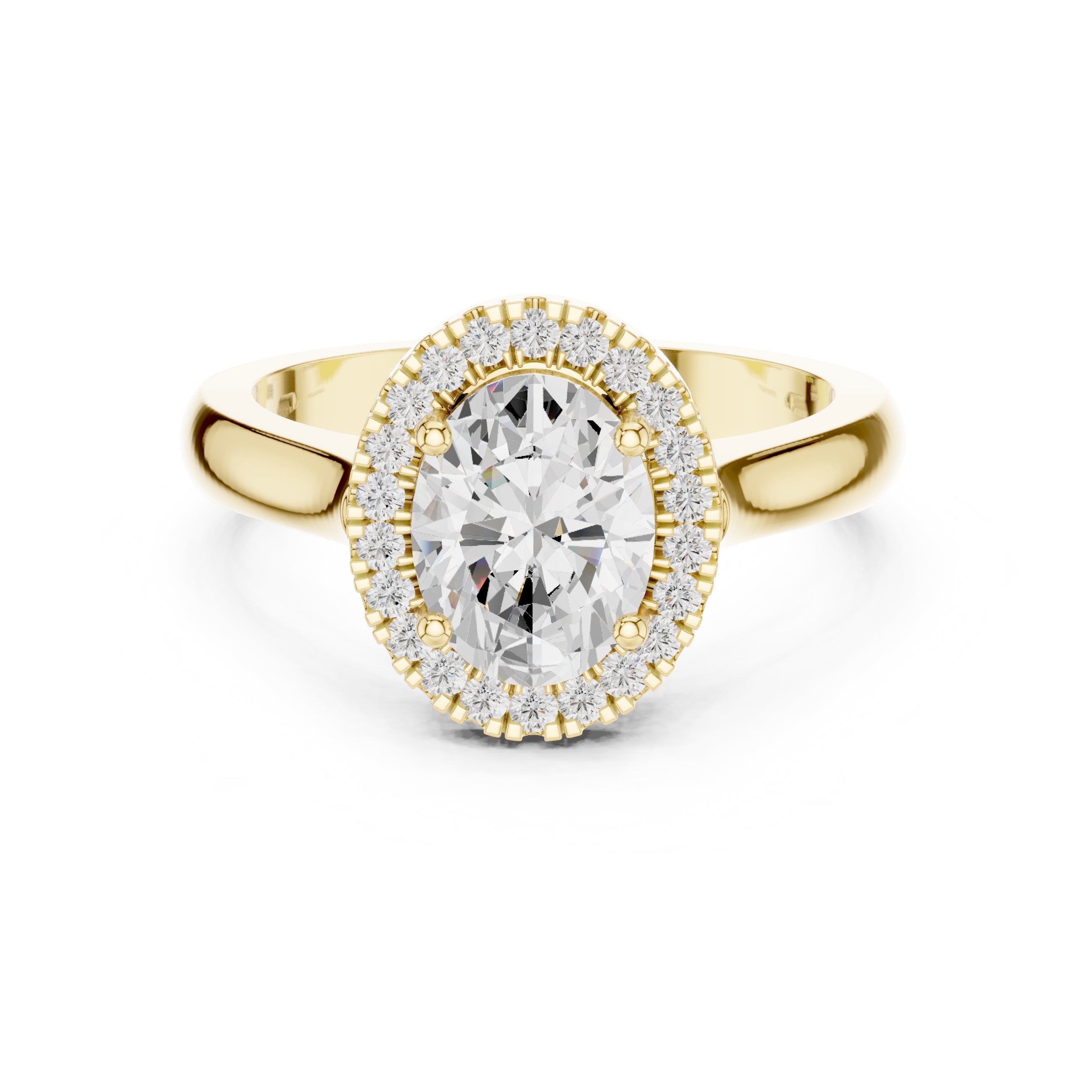 2.00 ct Lumina Halo Ring 2ct Yellow Gold Oval
