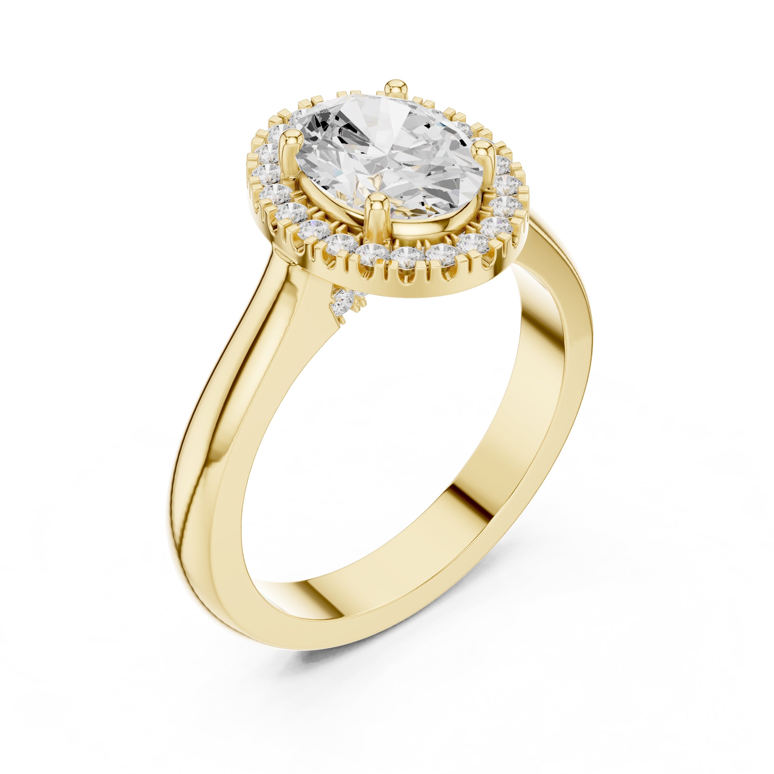2.00 ct Lumina Halo Ring 2ct Yellow Gold Oval
