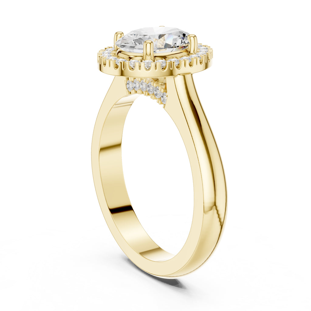 2.00 ct Lumina Halo Ring 2ct Yellow Gold Oval