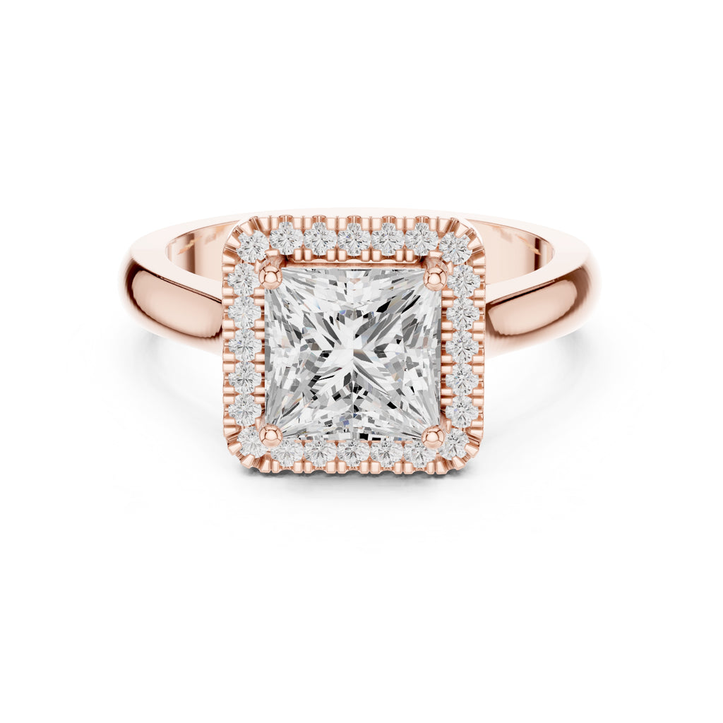 2.00 ct Lumina Halo Ring 2ct Rose Gold Princess