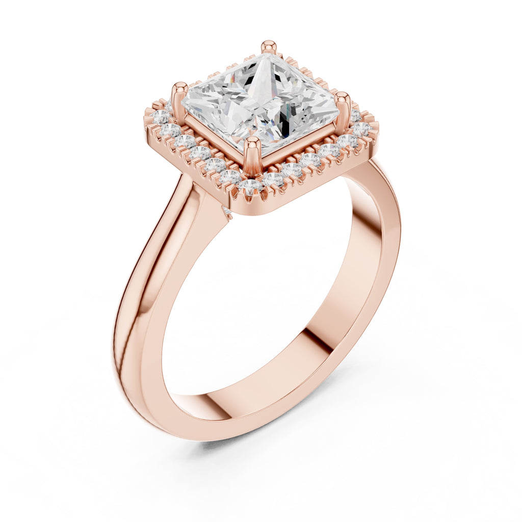 2.00 ct Lumina Halo Ring 2ct Rose Gold Princess