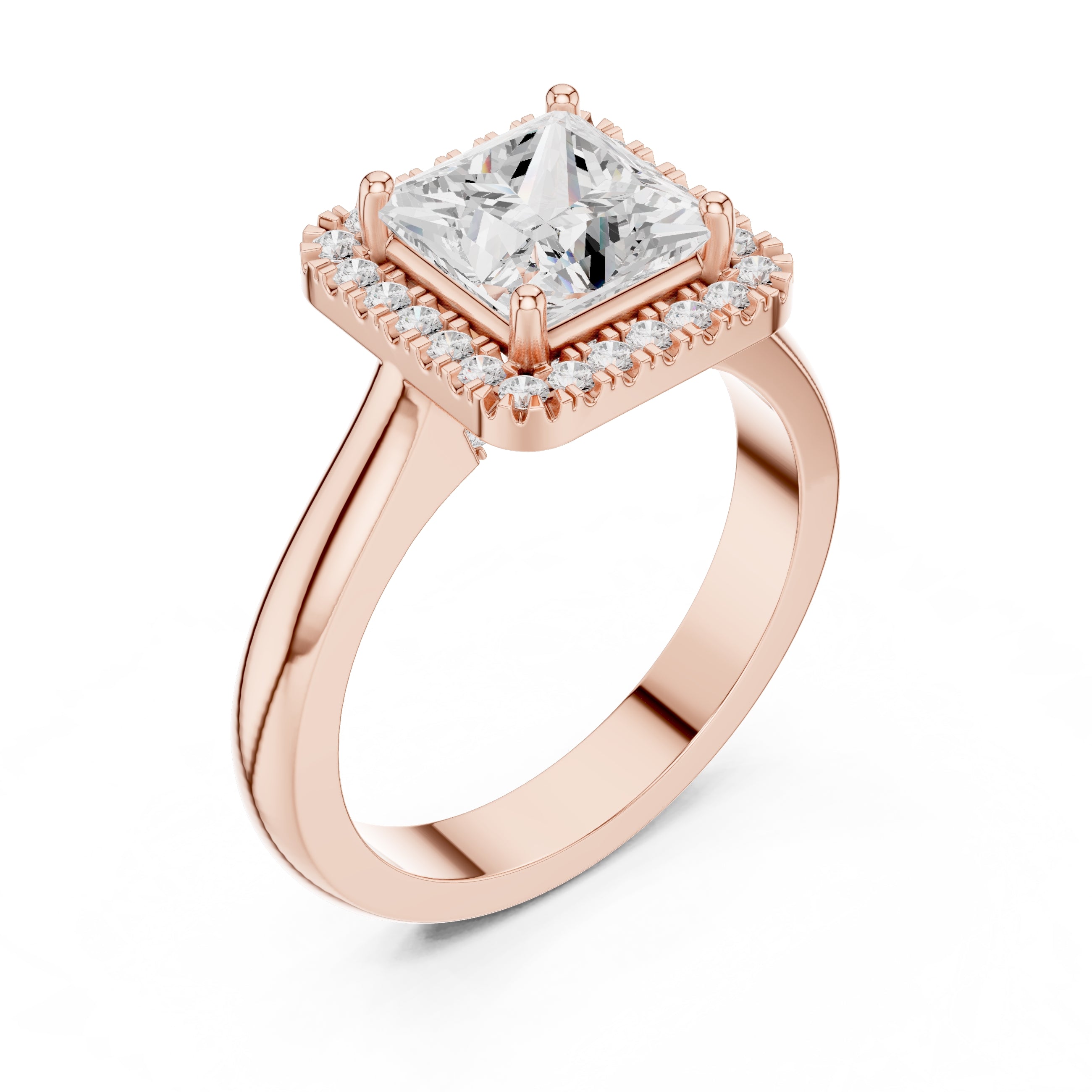 2.00 ct Lumina Halo Ring 2ct Rose Gold Princess