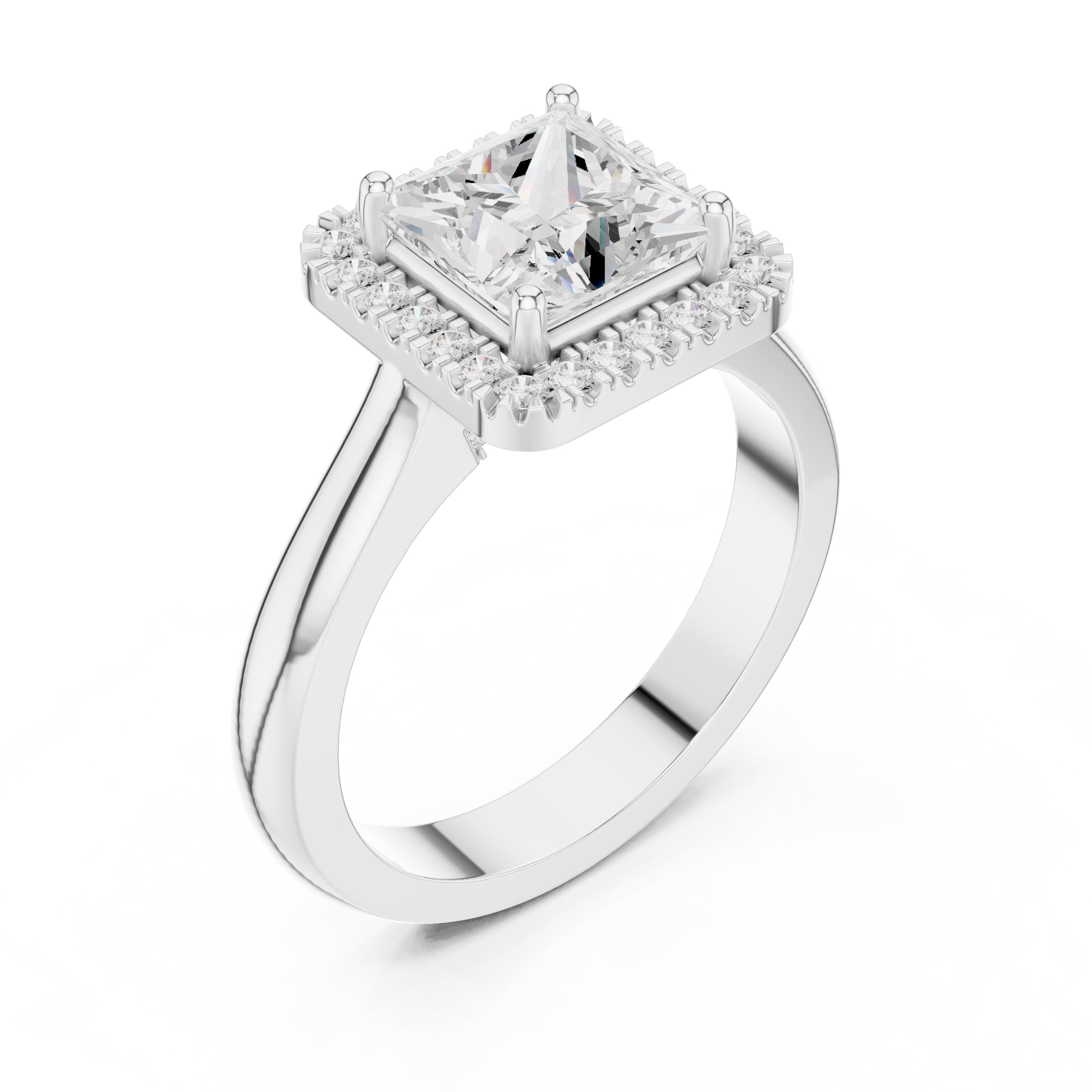 2.00 ct Lumina Halo Ring 2ct White Gold Princess