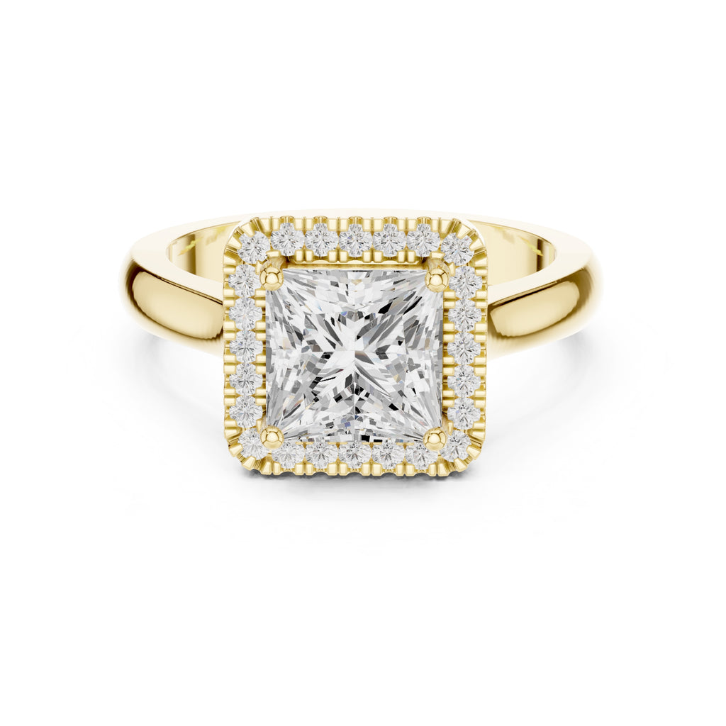 2.00 ct Lumina Halo Ring 2ct Yellow Gold Princess