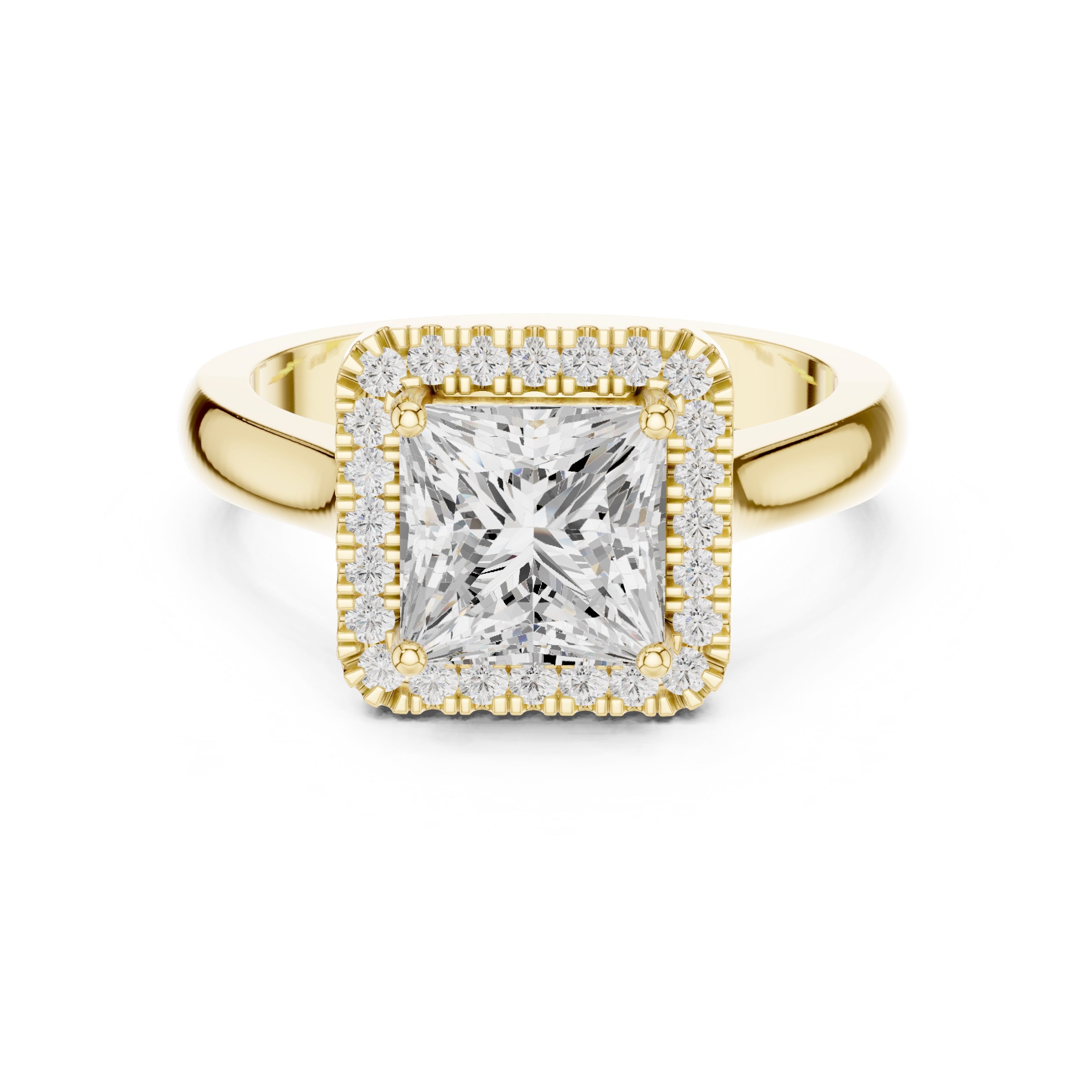 2.00 ct Lumina Halo Ring 2ct Yellow Gold Princess