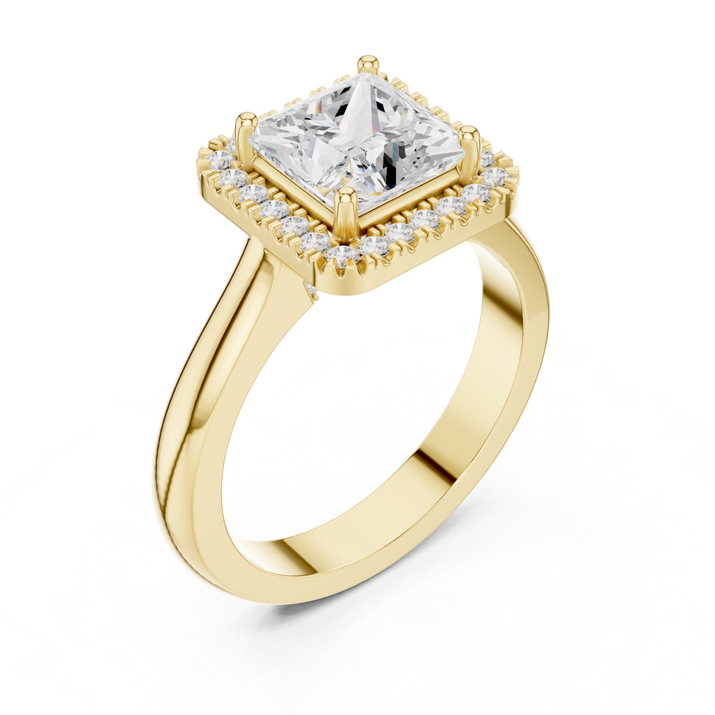 2.00 ct Lumina Halo Ring 2ct Yellow Gold Princess