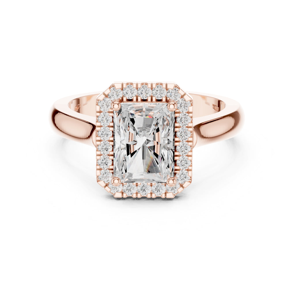 2.00 ct Lumina Halo Ring 2ct Rose Gold Radiant