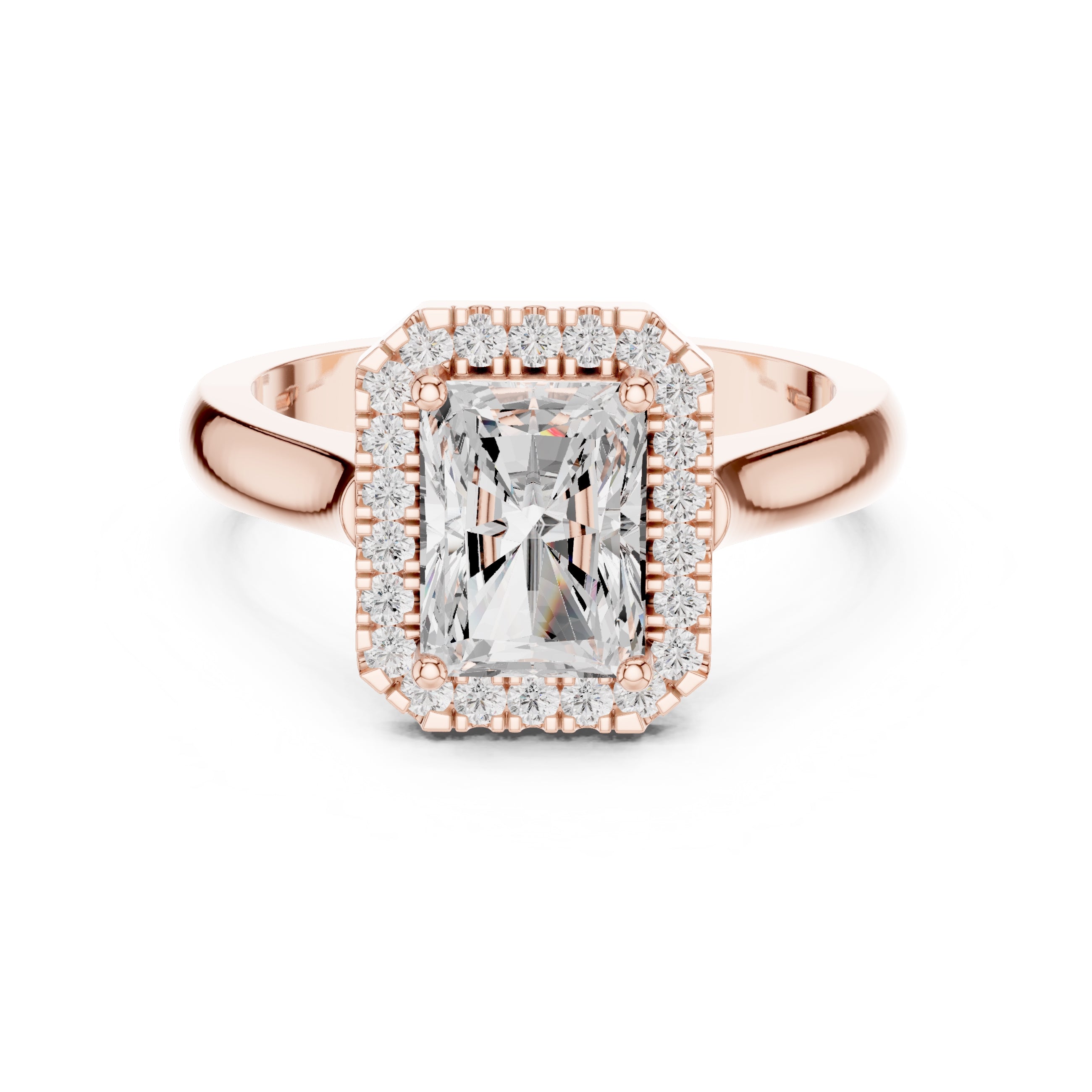 2.00 ct Lumina Halo Ring 2ct Rose Gold Radiant