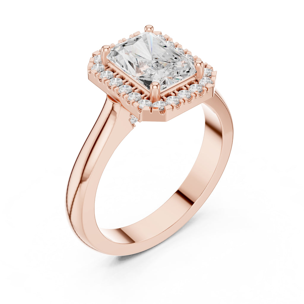 2.00 ct Lumina Halo Ring 2ct Rose Gold Radiant