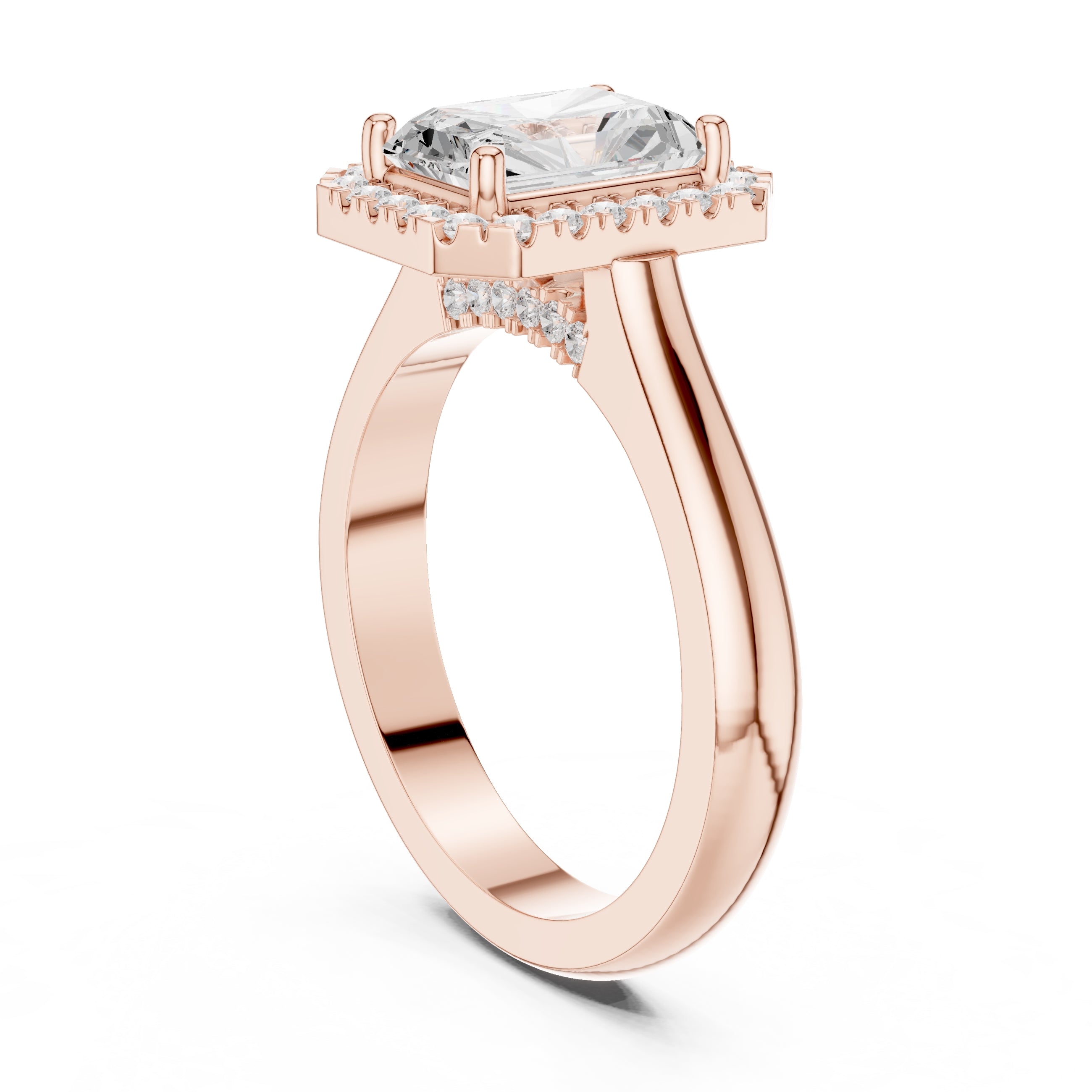2.00 ct Lumina Halo Ring 2ct Rose Gold Radiant