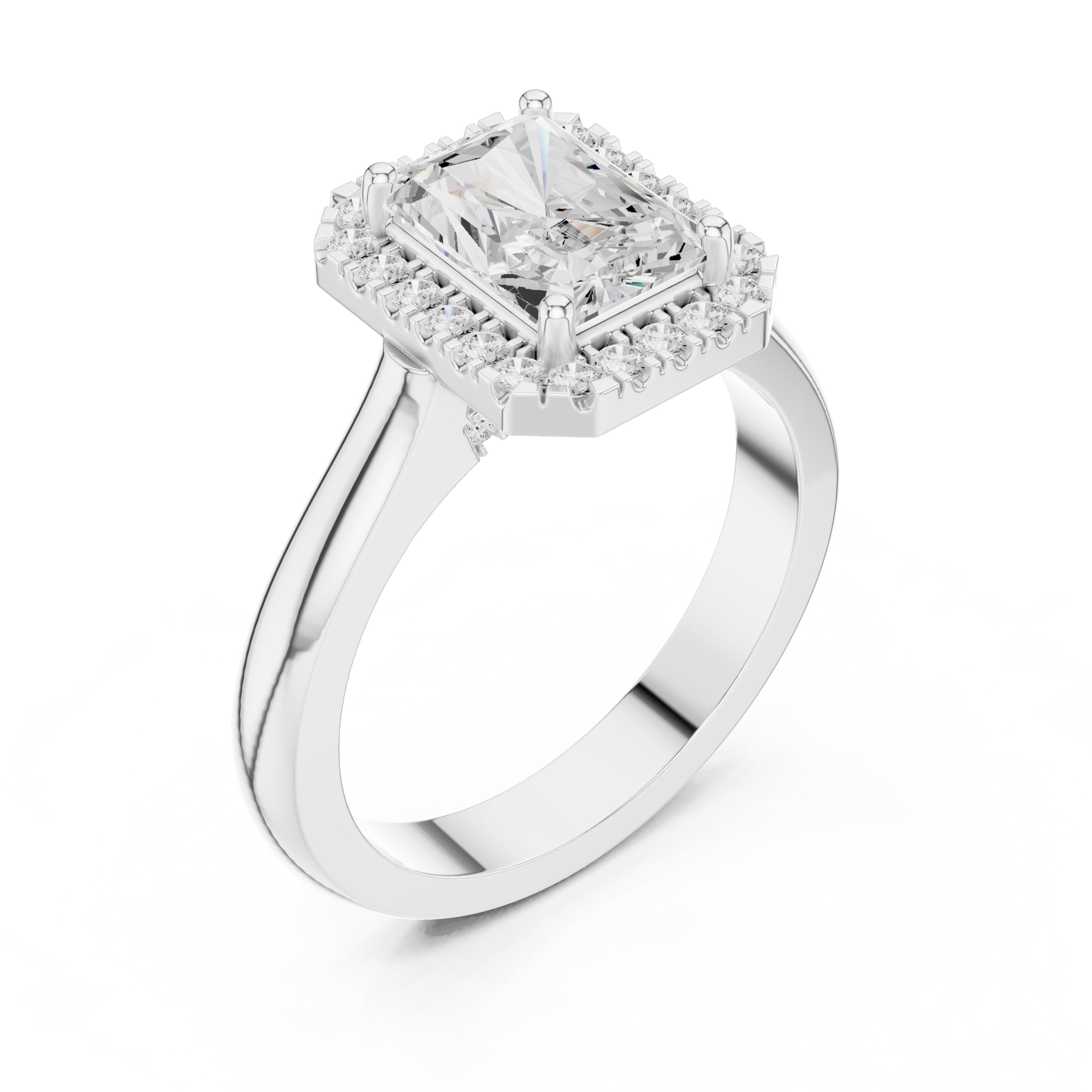 2.00 ct Lumina Halo Ring 2ct White Gold Radiant