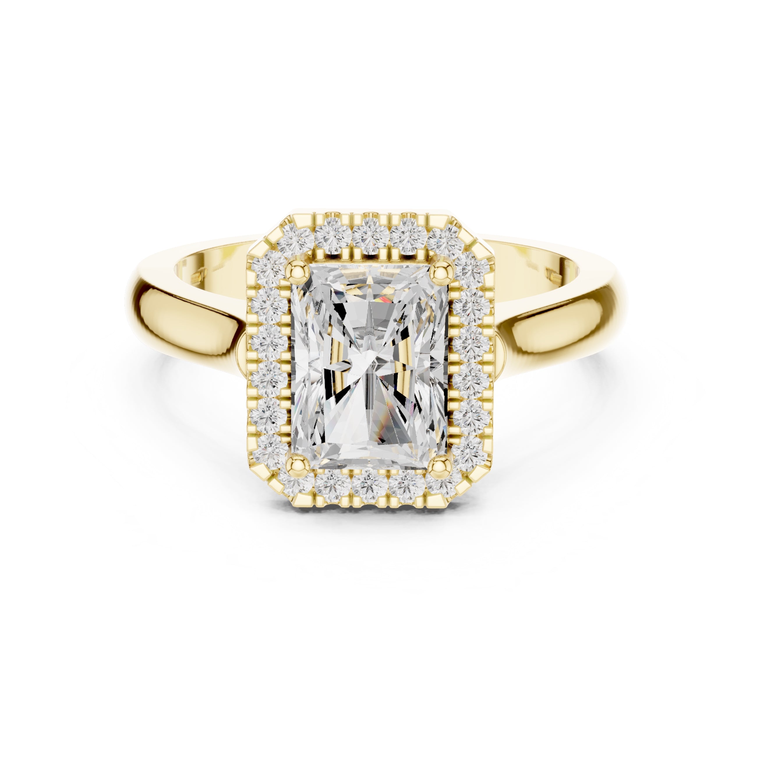 2.00 ct Lumina Halo Ring 2ct Yellow Gold Radiant