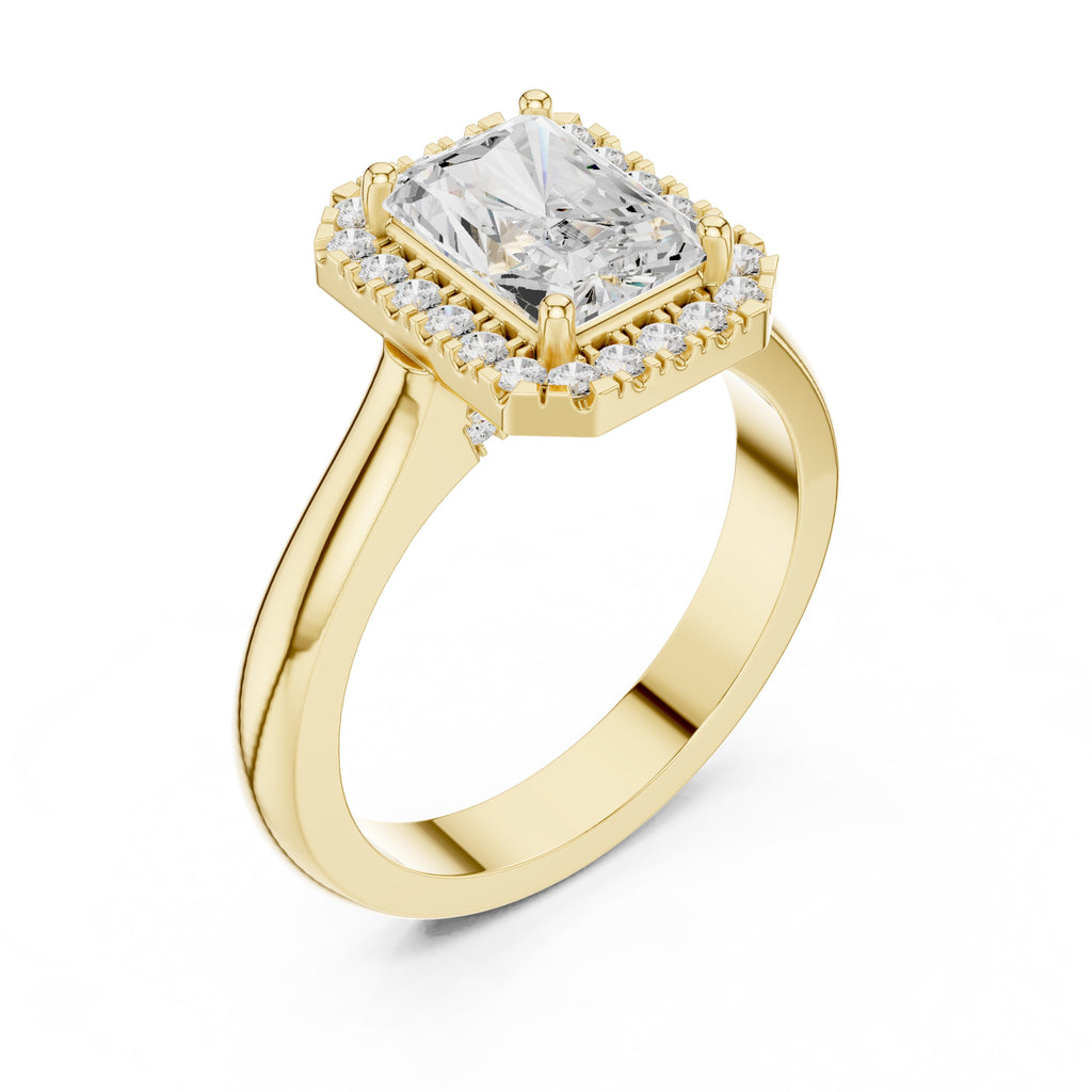 2.00 ct Lumina Halo Ring 2ct Yellow Gold Radiant