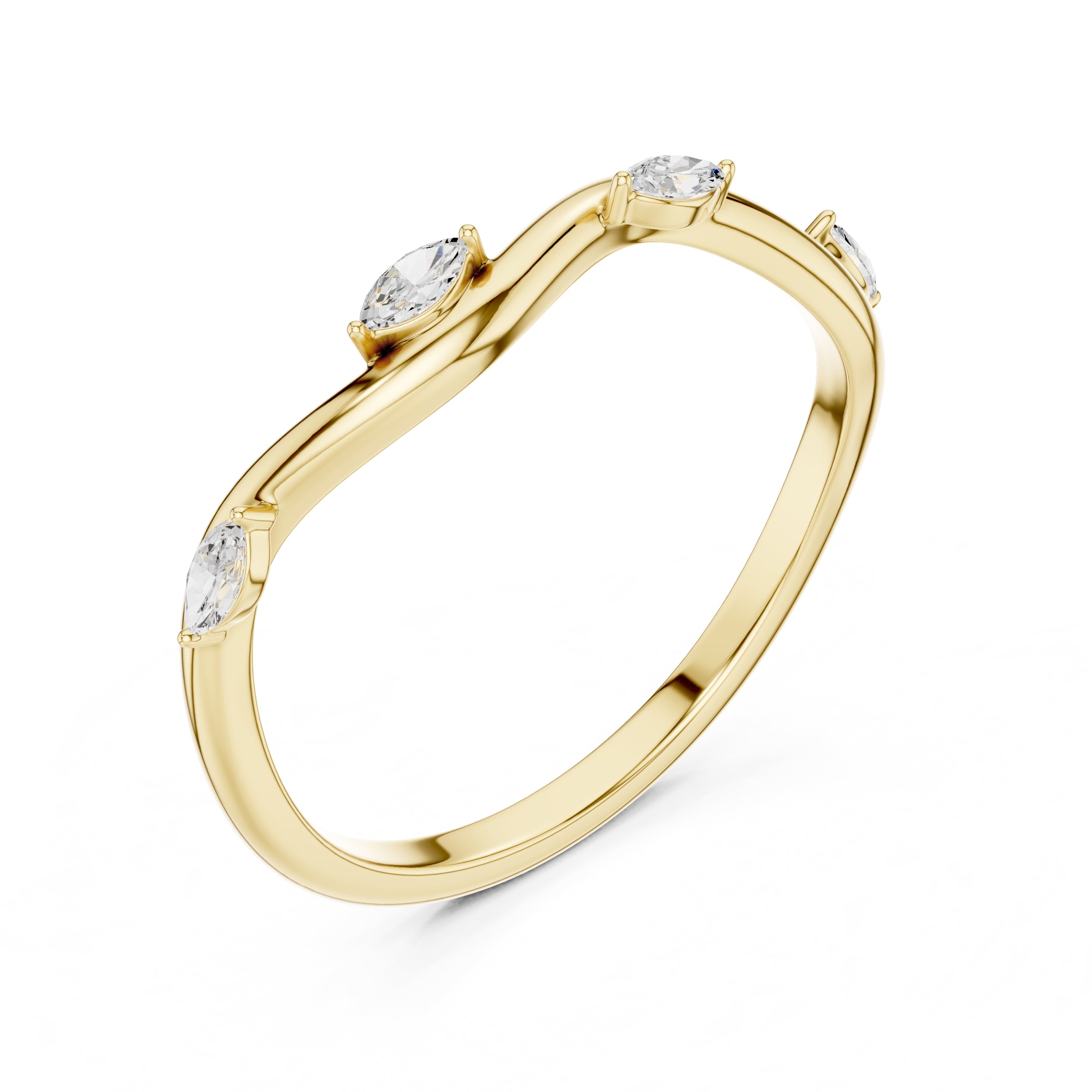 The Marquise Vine Lab-Grown Diamond Band Yellow Gold