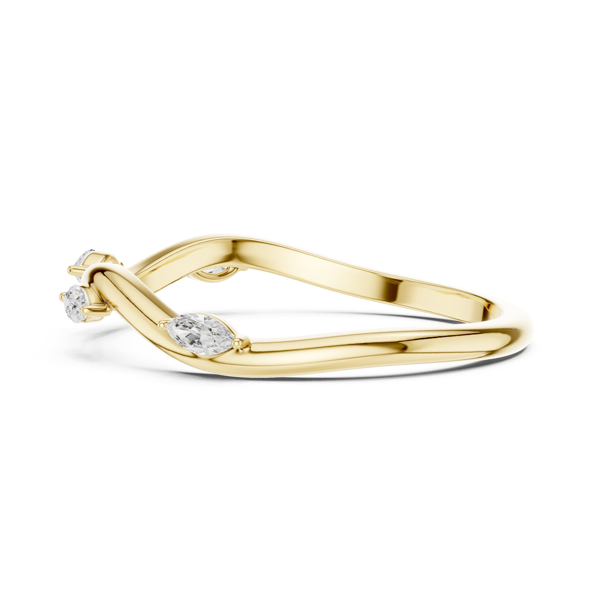 The Marquise Vine Lab-Grown Diamond Band Yellow Gold