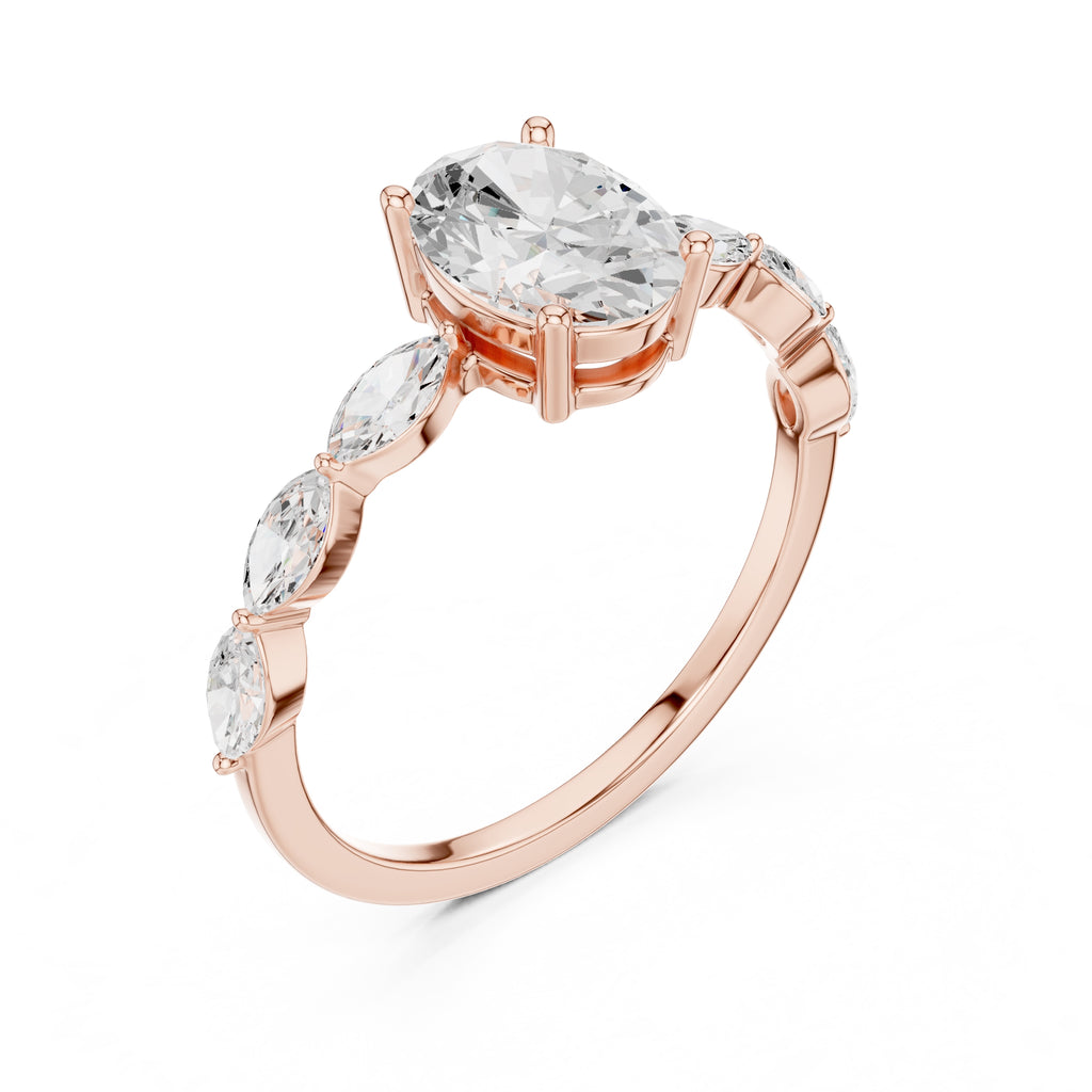 1.00 ct Harper Oval Ring 1ct Rose Gold