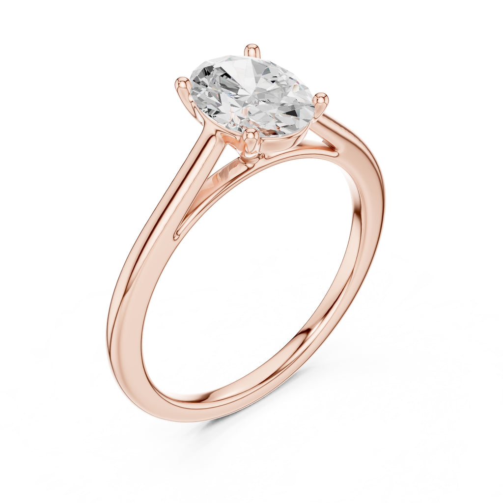 1.00 ct Nora Oval Solitaire Ring 1ct Rose Gold