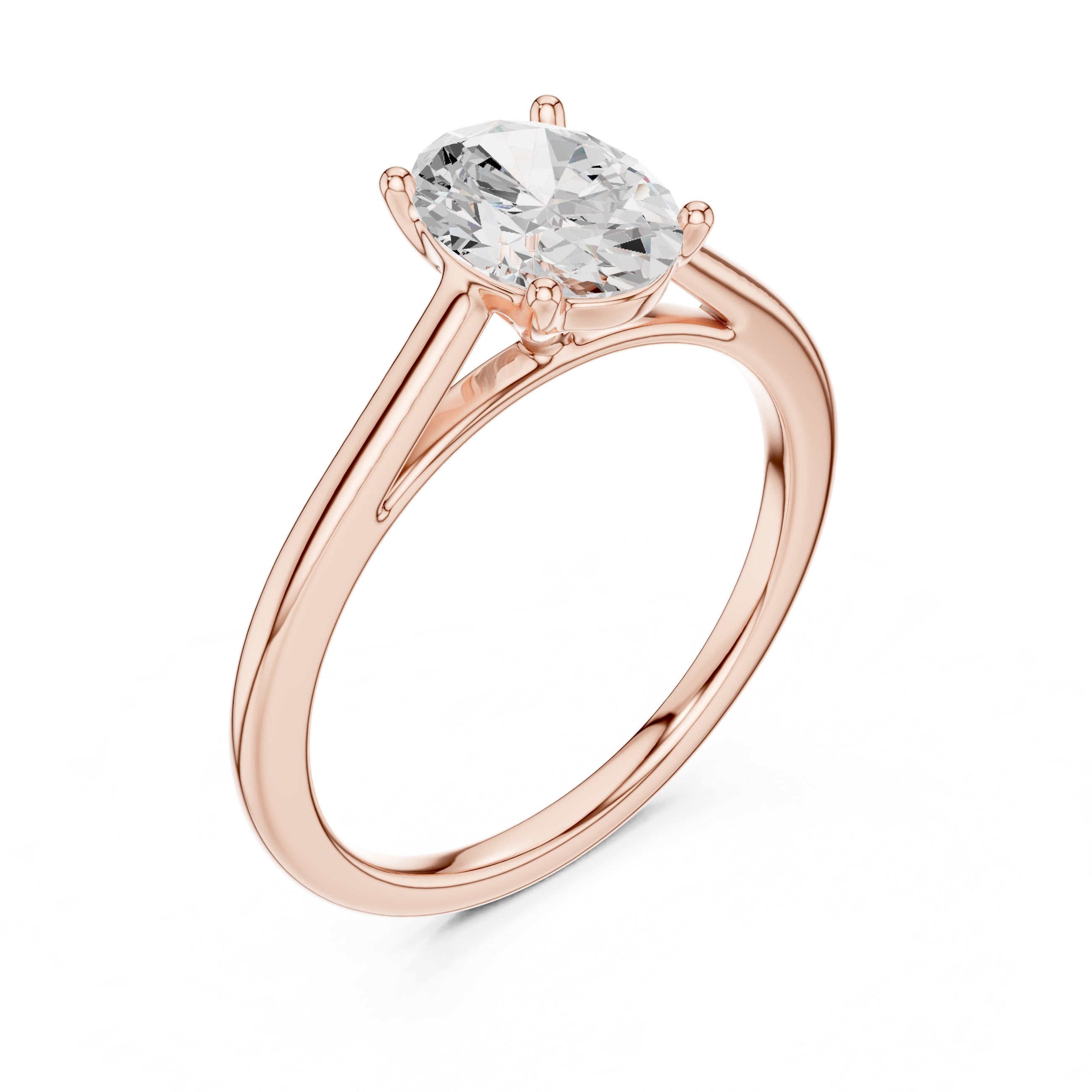 1.00 ct Nora Oval Solitaire Ring 1ct Rose Gold