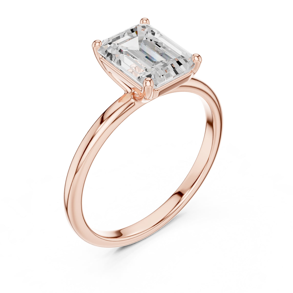 2.00 ct Clara Emerald Solitaire Ring 2ct Rose Gold