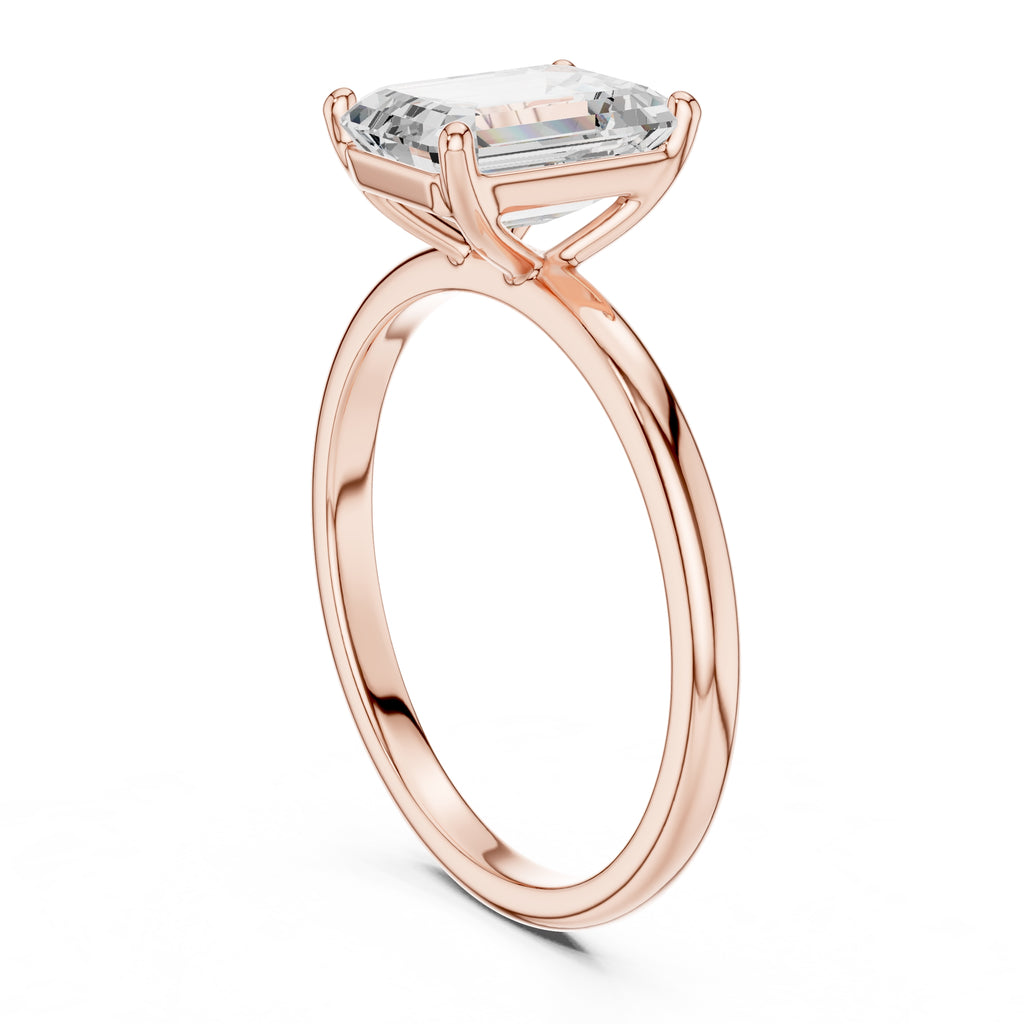 2.00 ct Clara Emerald Solitaire Ring 2ct Rose Gold