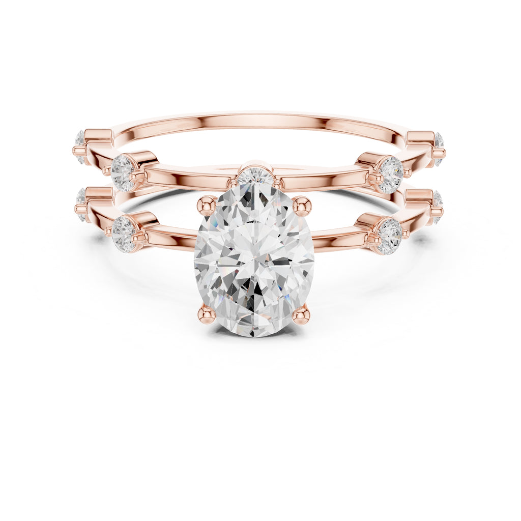 1.20 ct Isla Double Band Oval 1.2ct Rose Gold