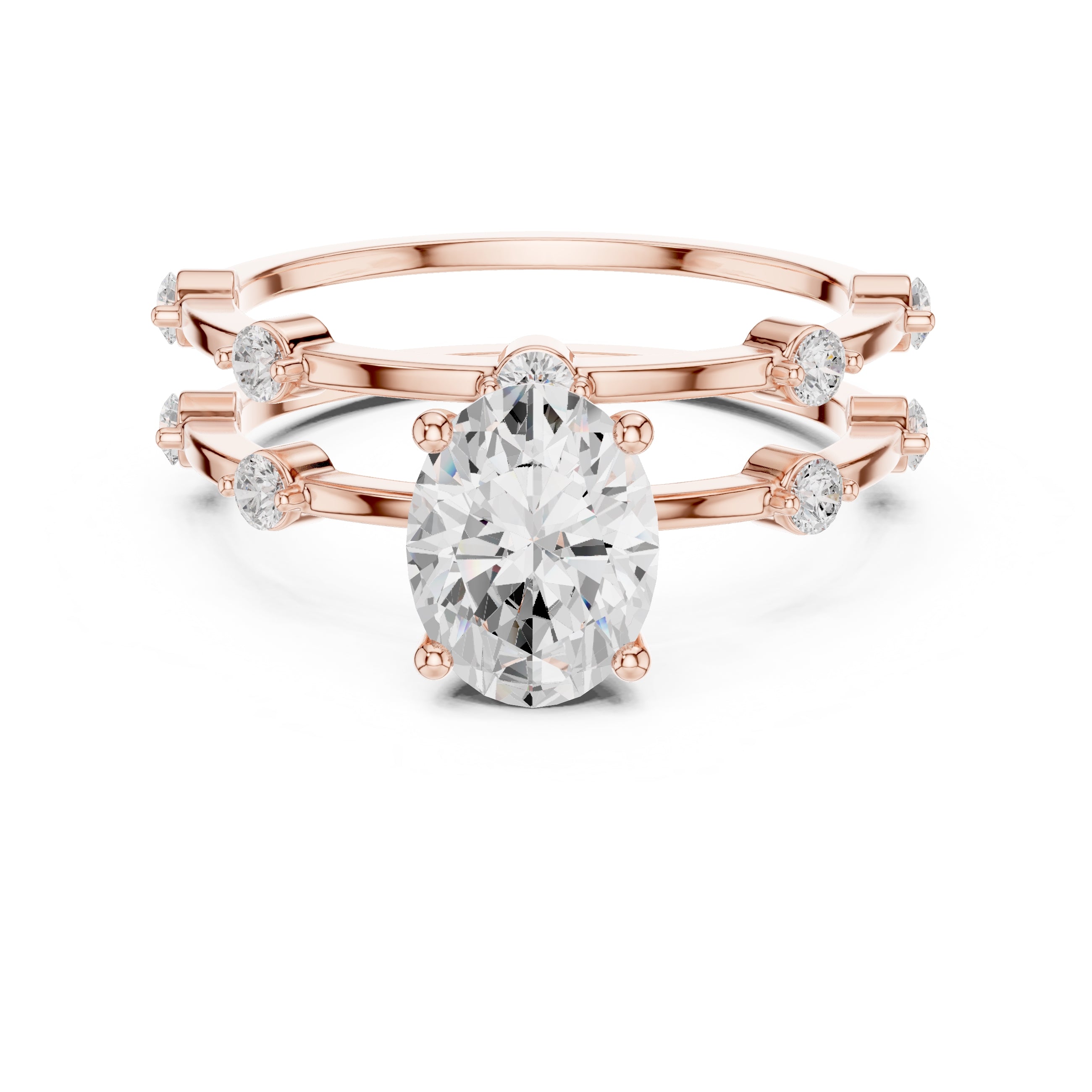 1.20 ct Isla Double Band Oval 1.2ct Rose Gold