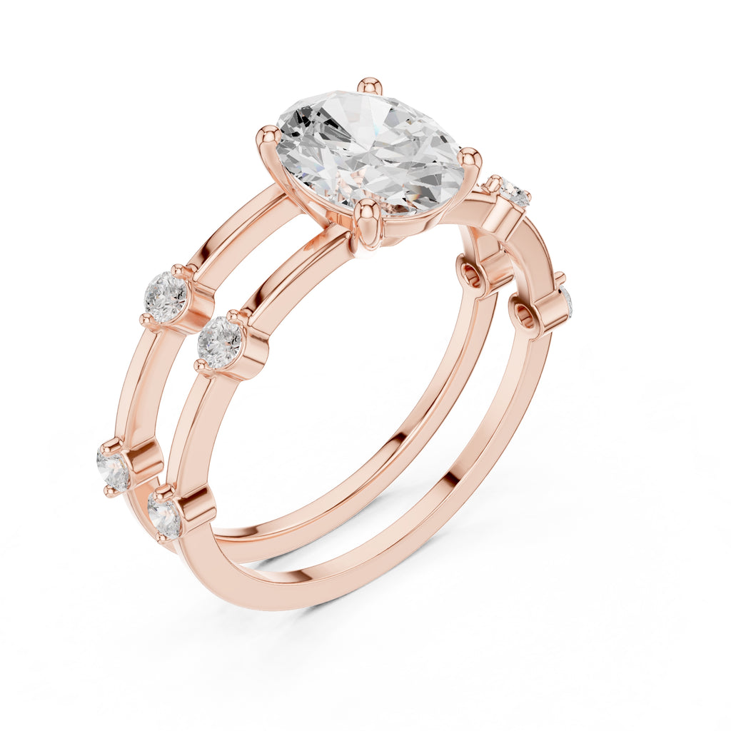 1.20 ct Isla Double Band Oval 1.2ct Rose Gold
