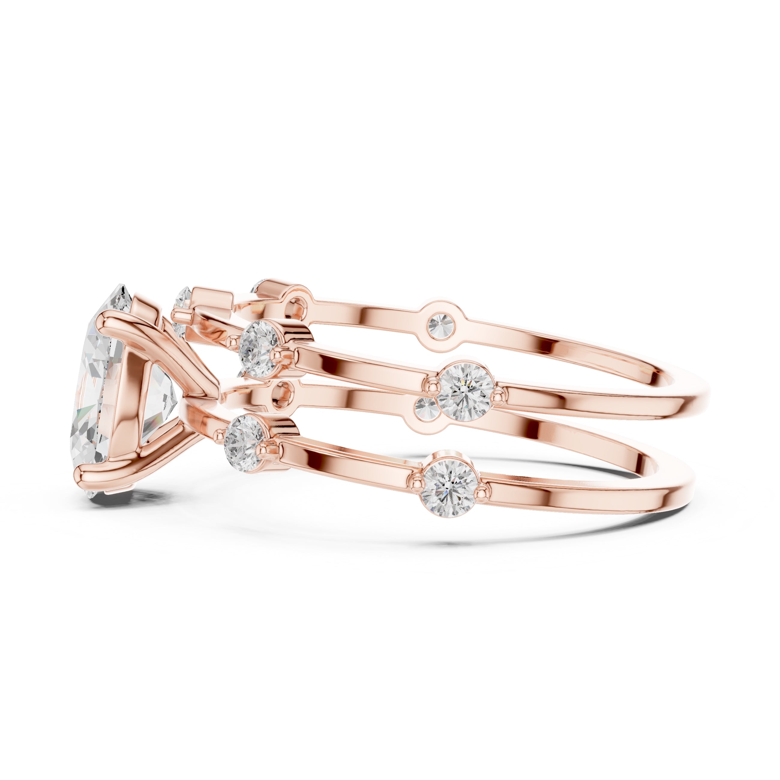 1.20 ct Isla Double Band Oval 1.2ct Rose Gold
