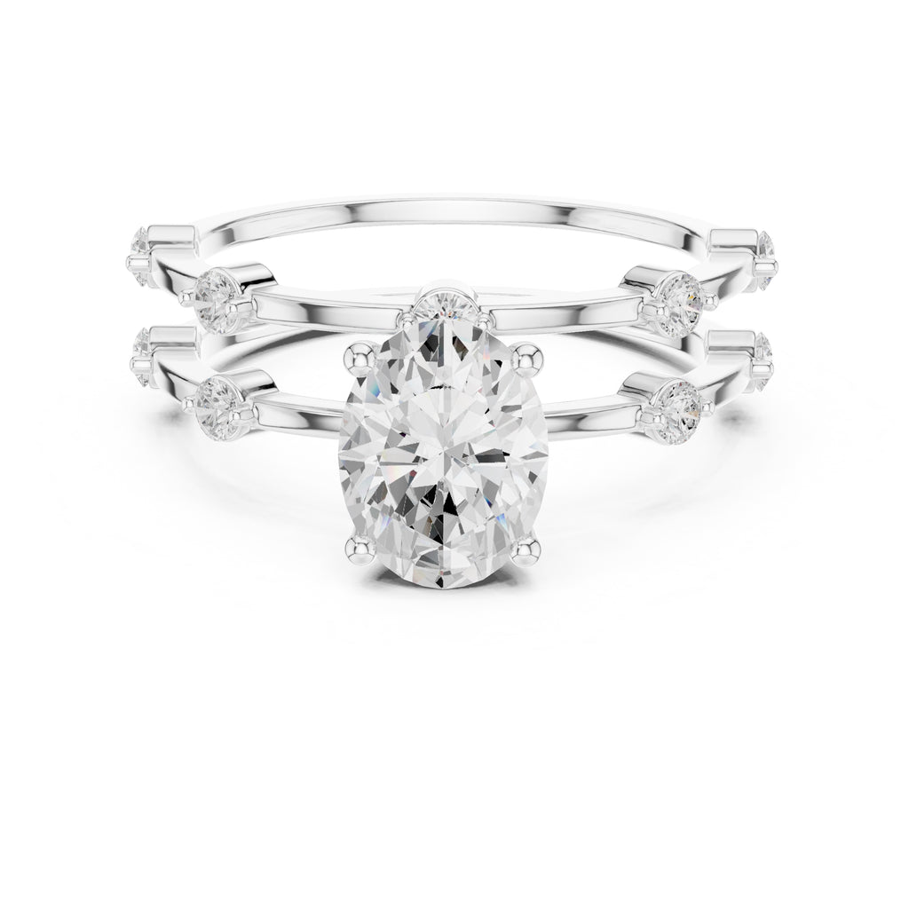 1.20 ct Isla Double Band Oval 1.2ct White Gold