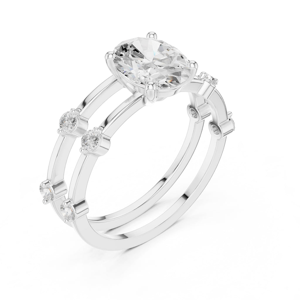 1.20 ct Isla Double Band Oval 1.2ct White Gold