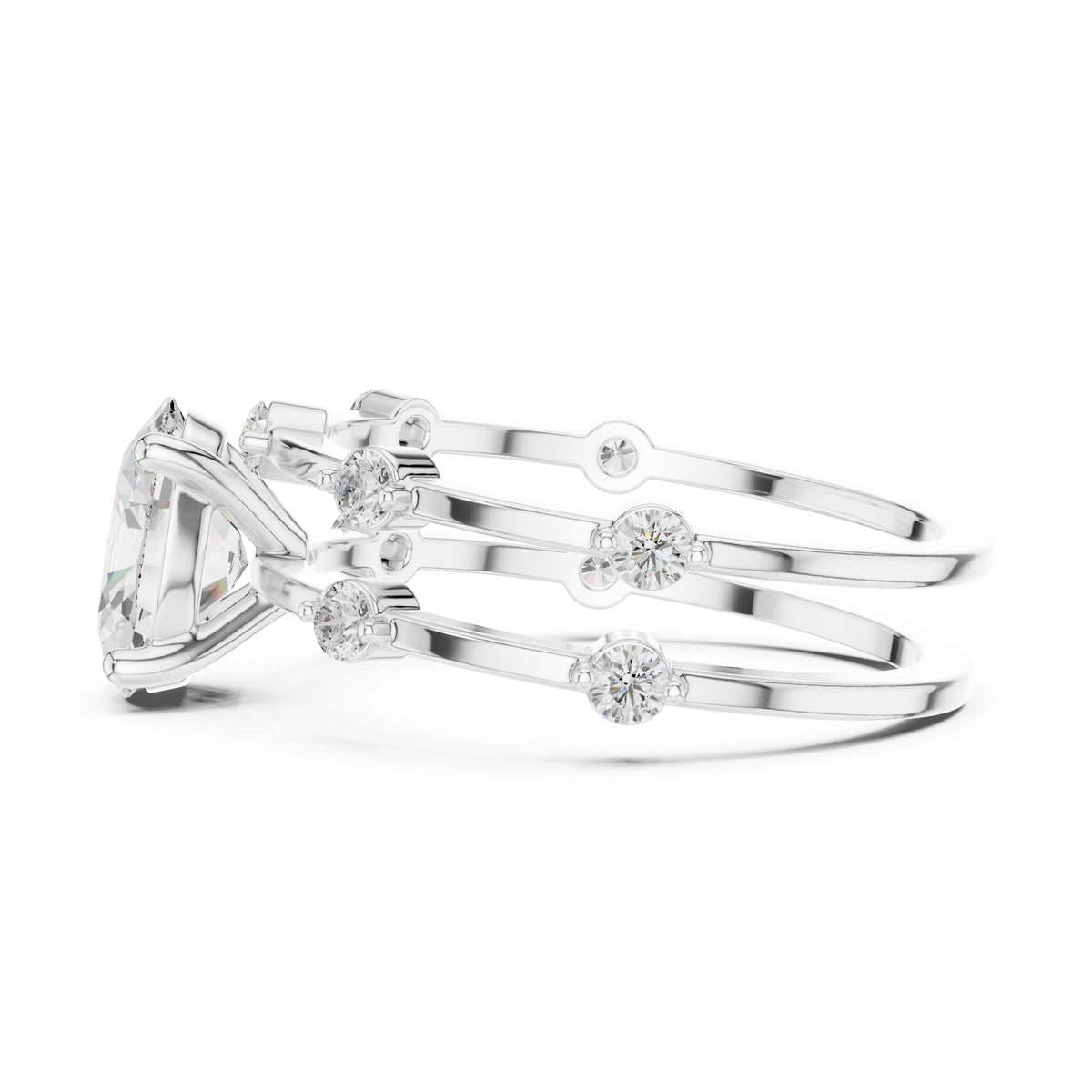 1.20 ct Isla Double Band Oval 1.2ct White Gold