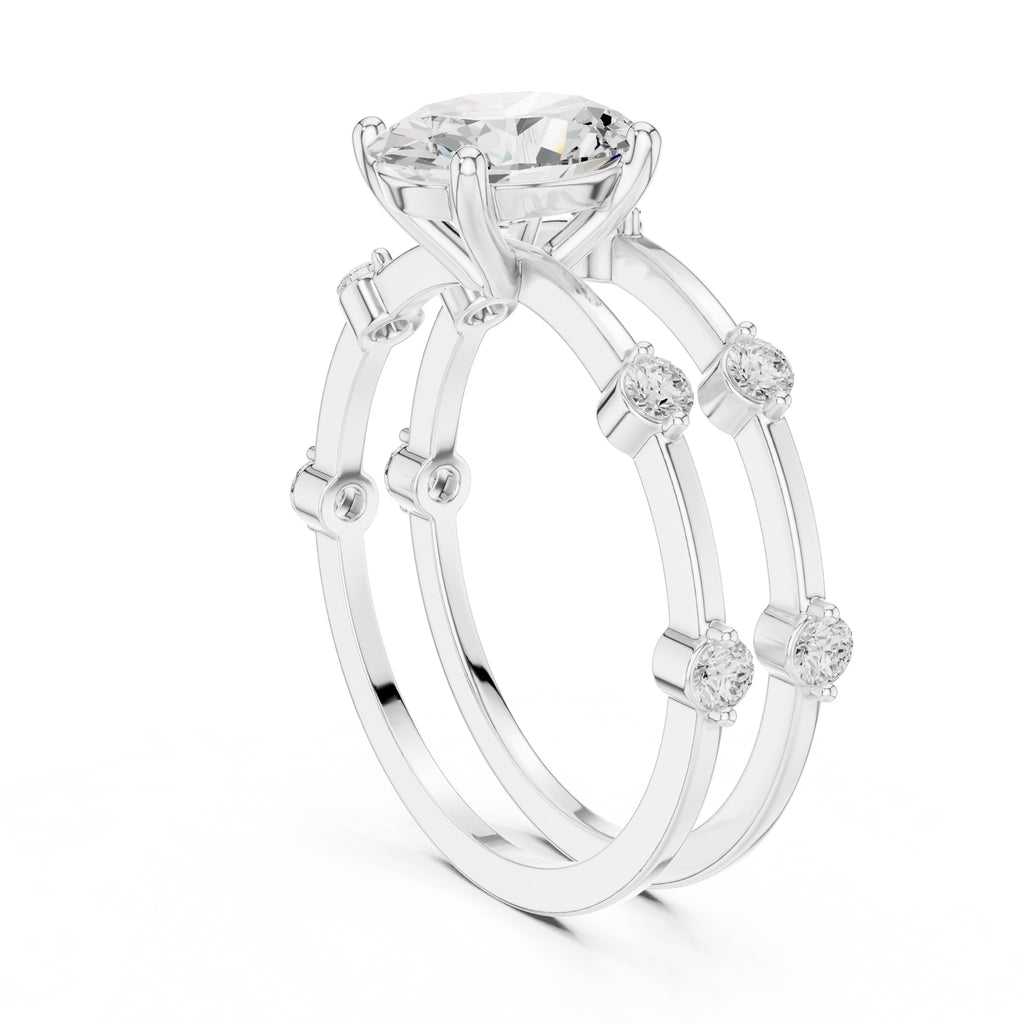 1.20 ct Isla Double Band Oval 1.2ct White Gold