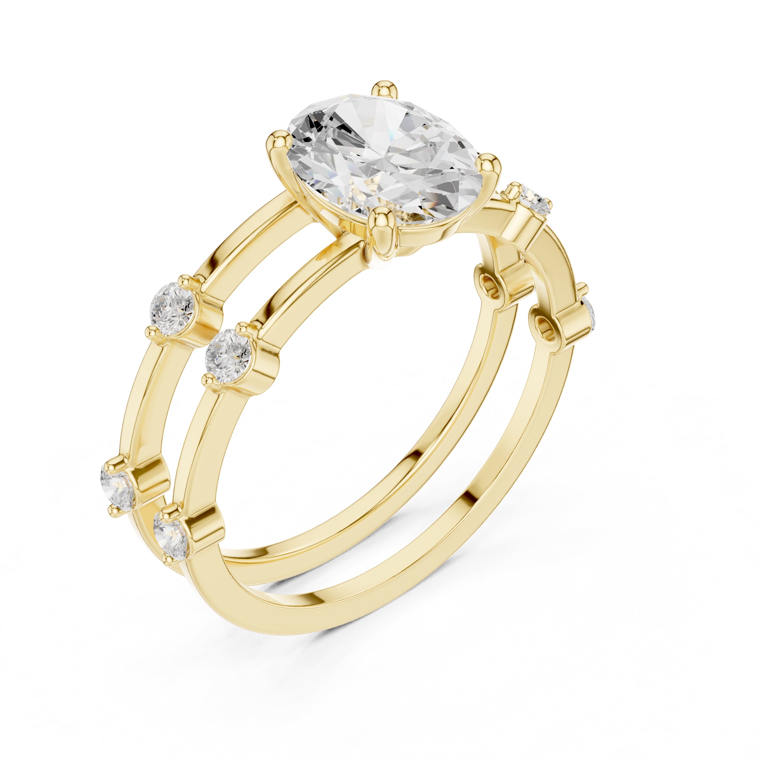 1.20 ct Isla Double Band Oval 1.2ct Yellow Gold