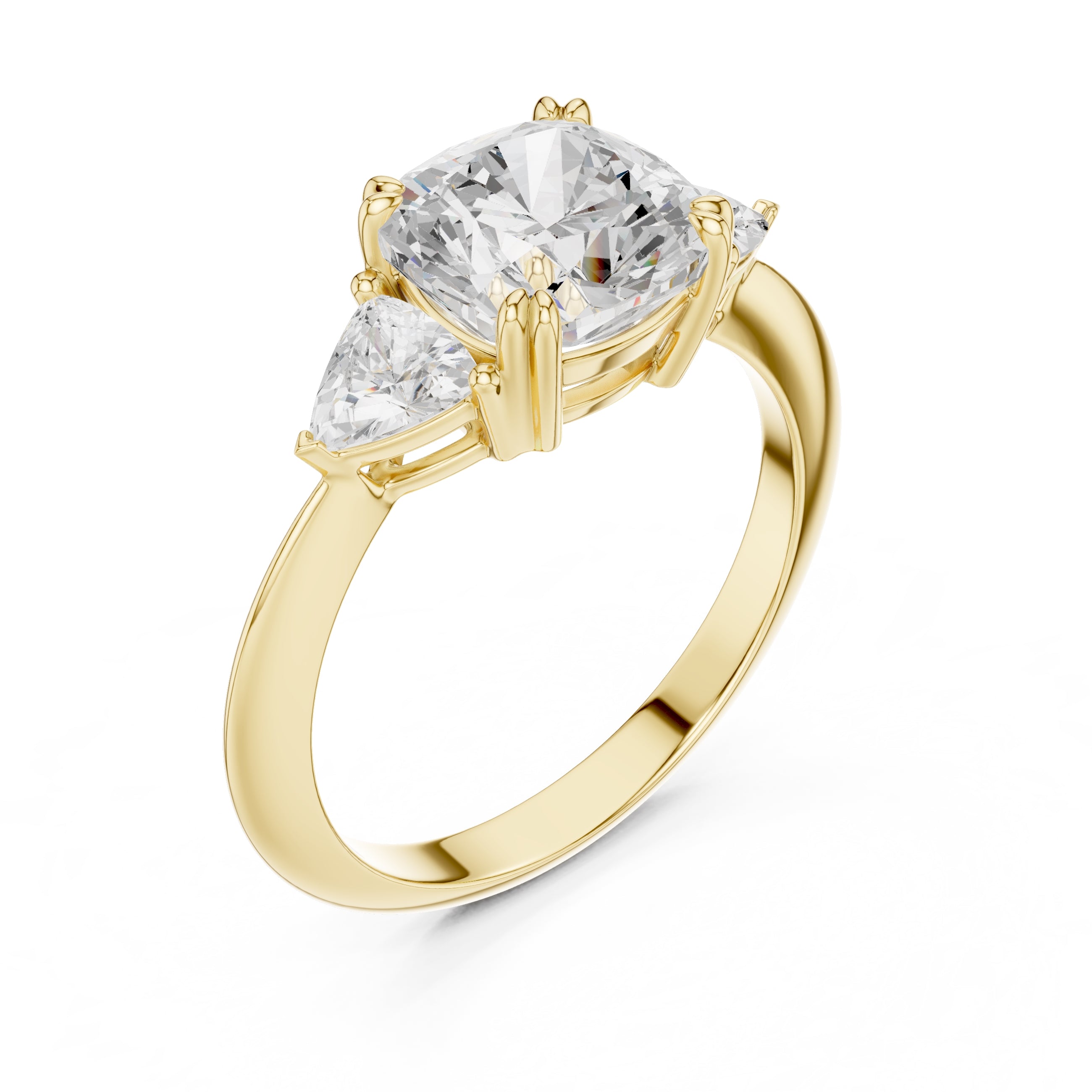 2.51 ct Mila Cushion Trilogy 2.51ct Yellow Gold