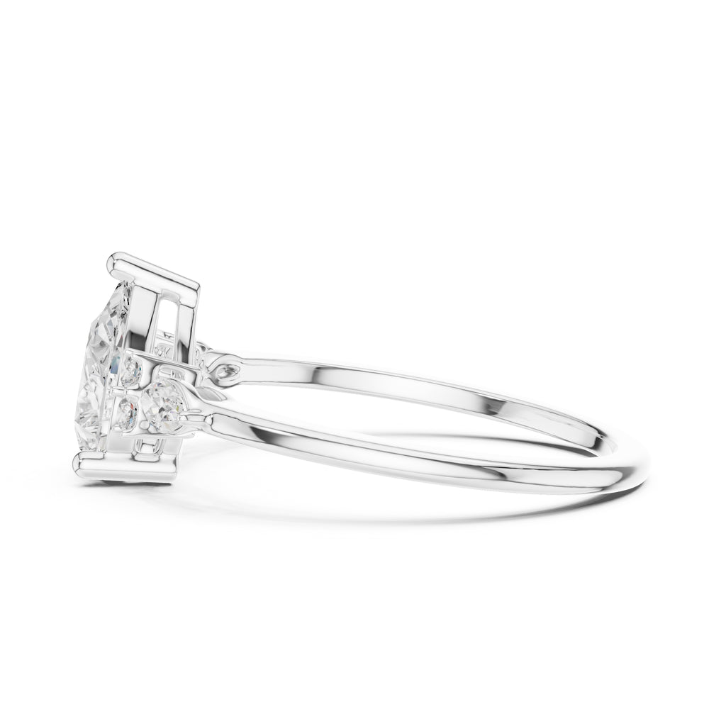 1.00 ct Valencia Pear Cluster Ring 1ct White Gold