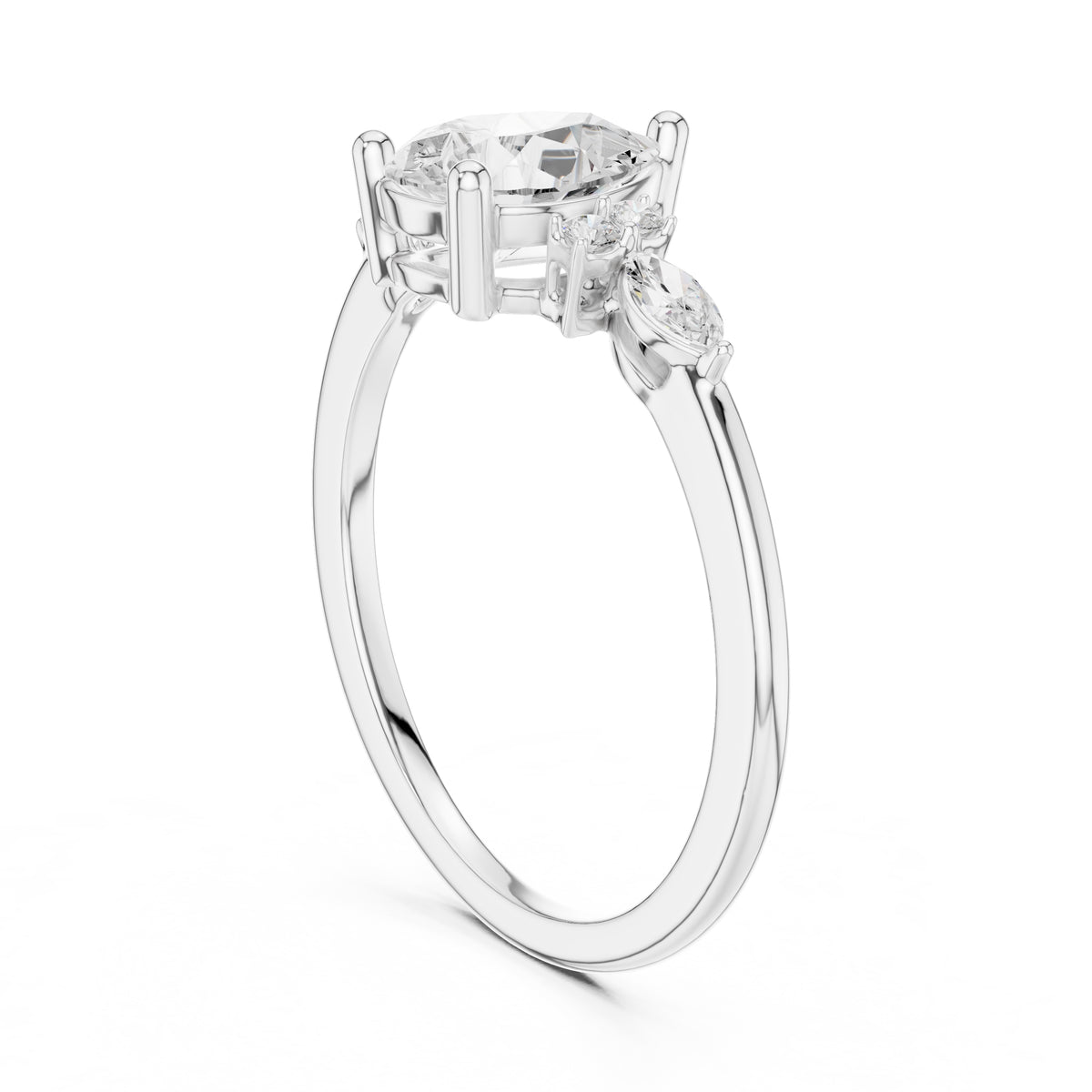 1.00 ct Valencia Pear Cluster Ring 1ct White Gold