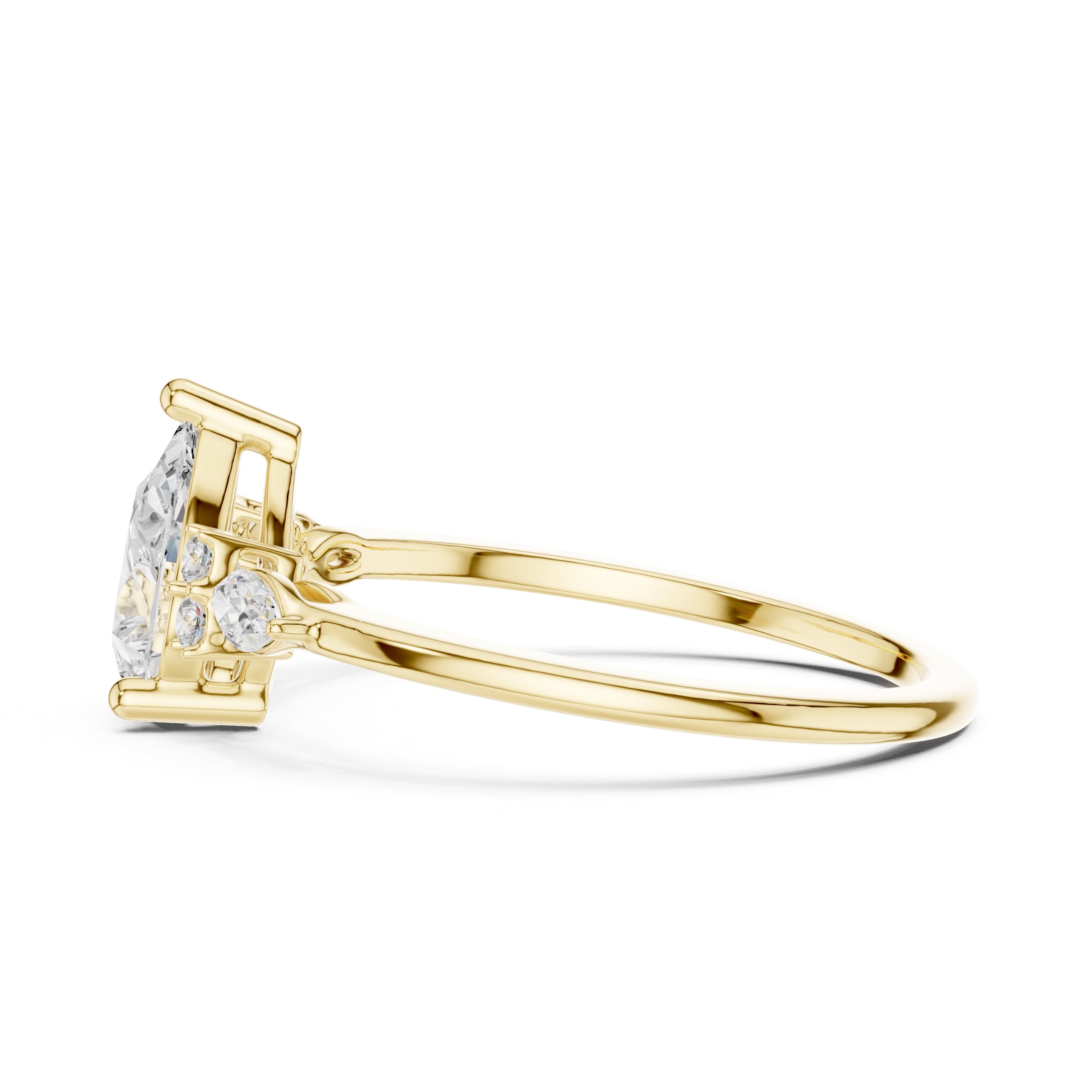 1.00 ct Valencia Pear Cluster Ring 1ct Yellow Gold