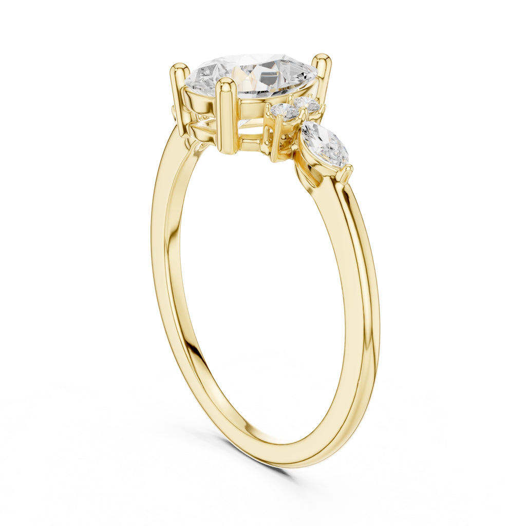 1.00 ct Valencia Pear Cluster Ring 1ct Yellow Gold