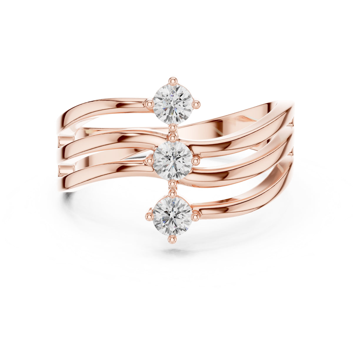 The Trinity Wave Ring Rose Gold