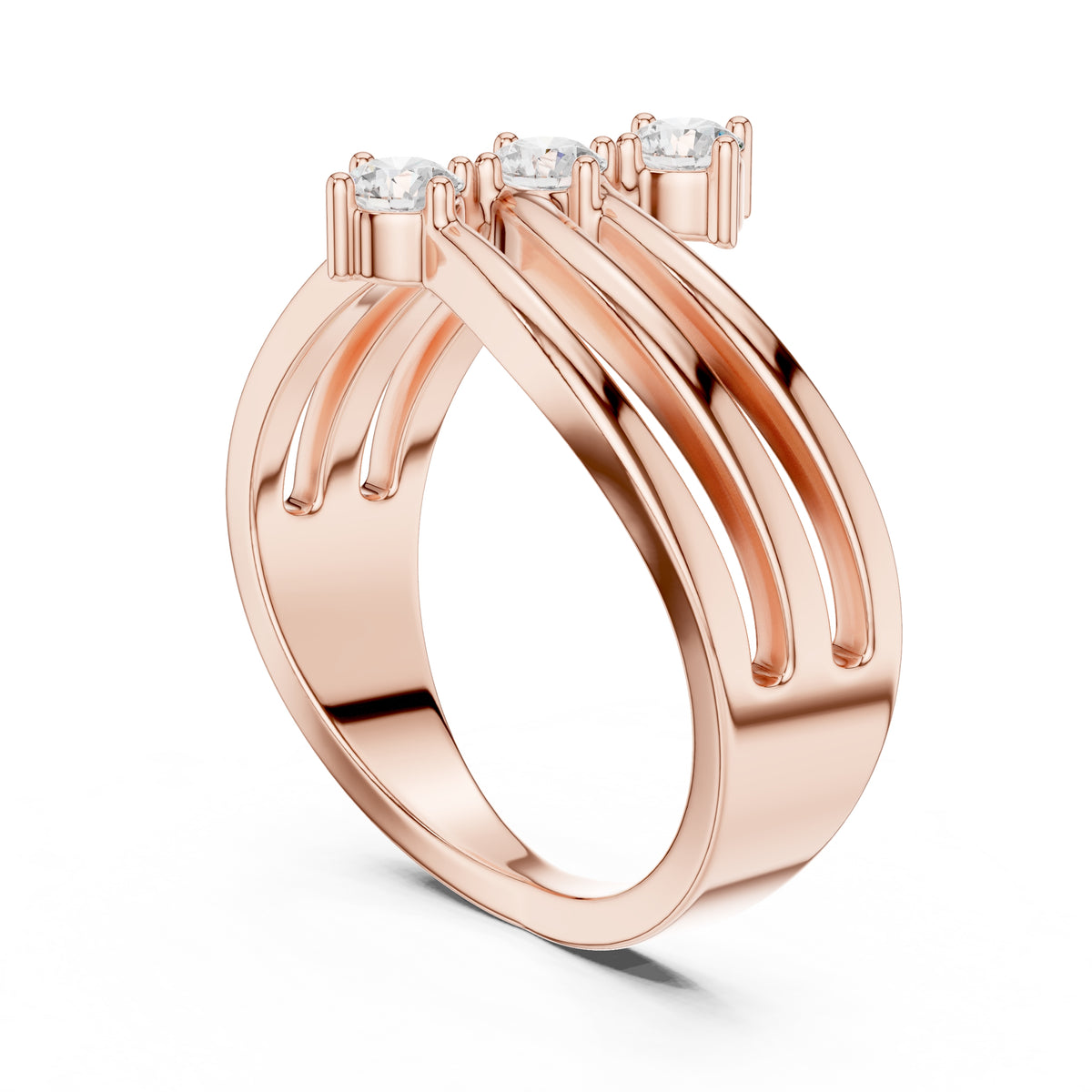 The Trinity Wave Ring Rose Gold